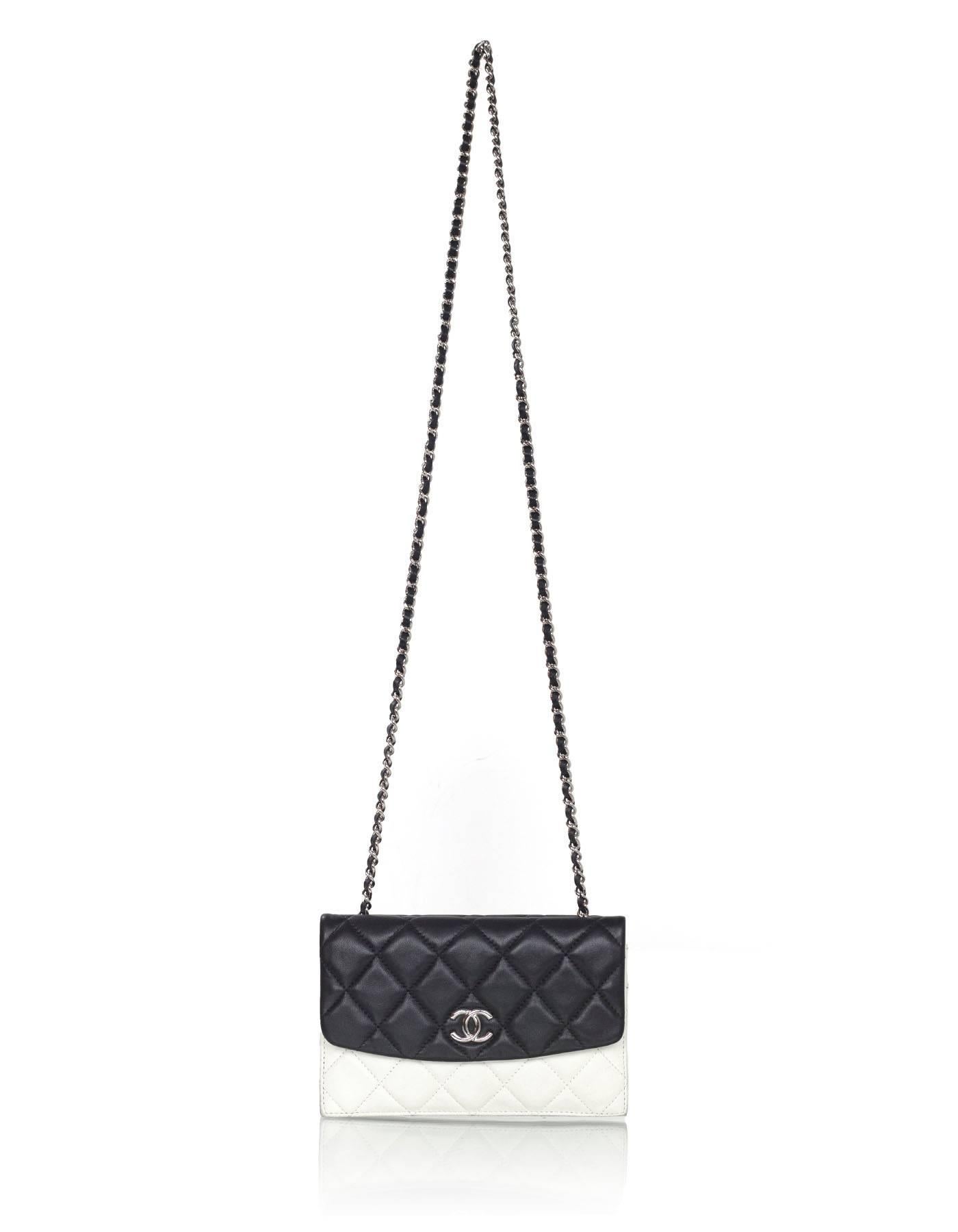 Chanel Black and White Quilted  Double Flap Crossbody Bag 2