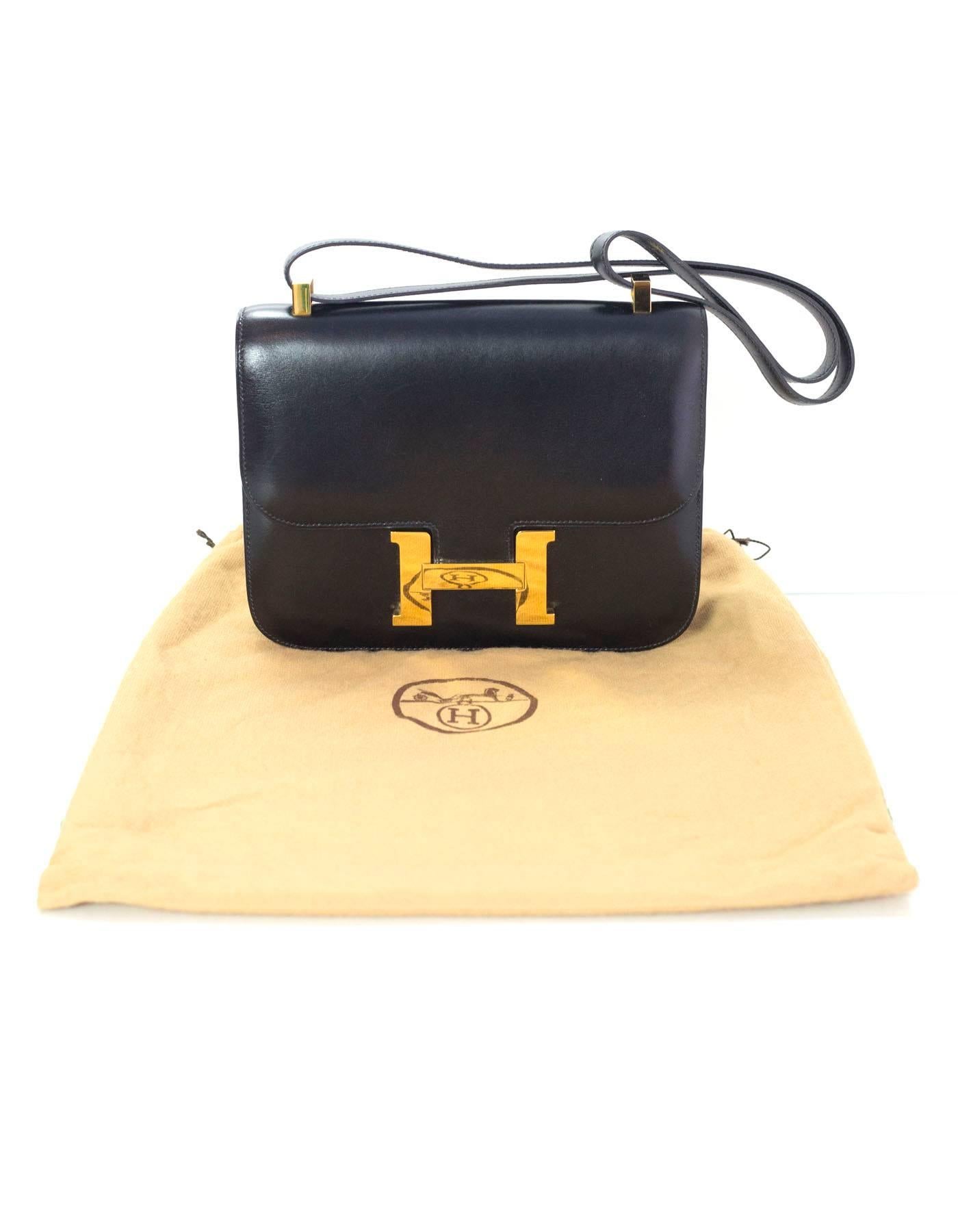 Hermes Vintage Black Box Leather Constance H 23cm Bag  4