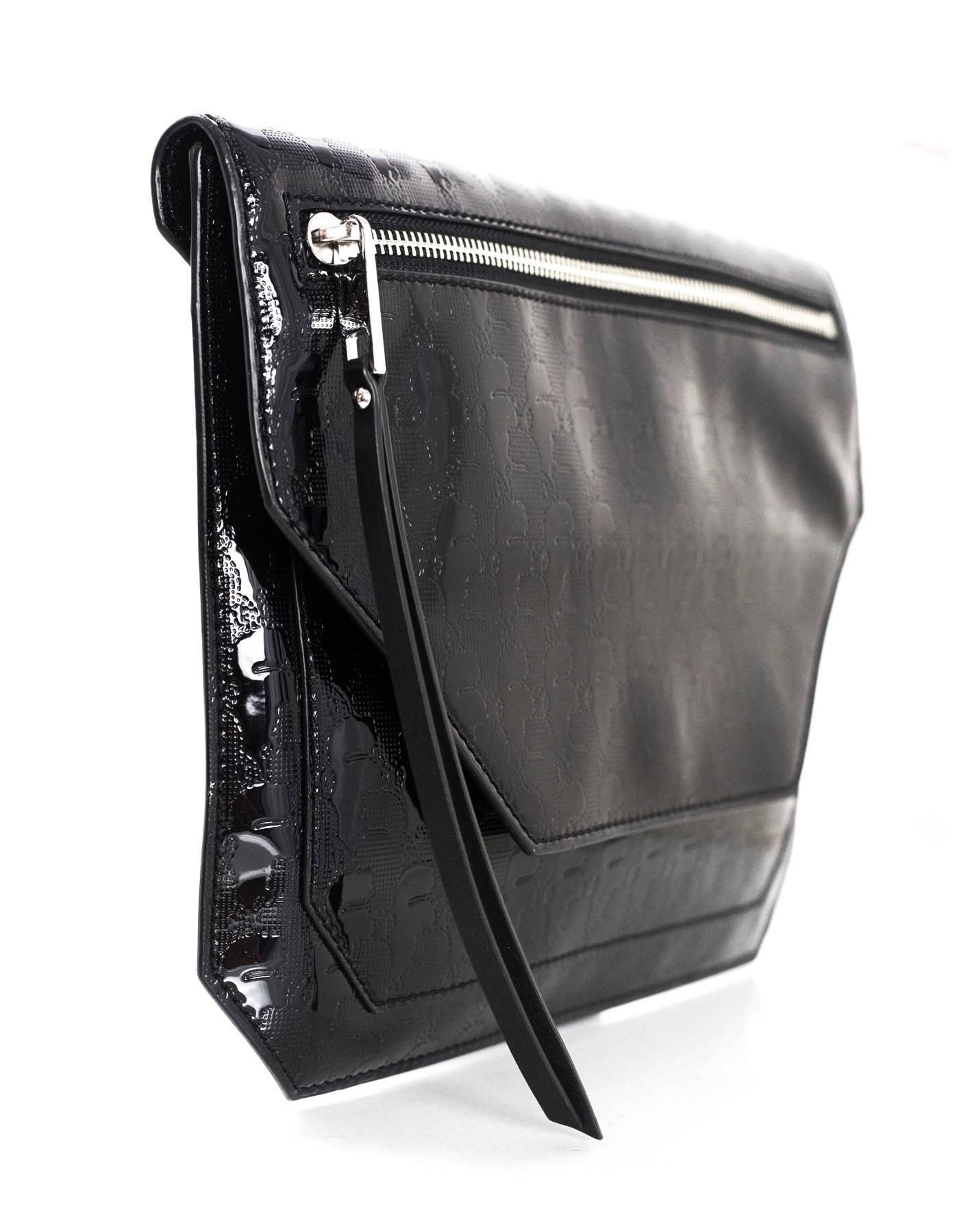 Karl Lagerfeld Black Patent Clutch Bag In Excellent Condition In New York, NY