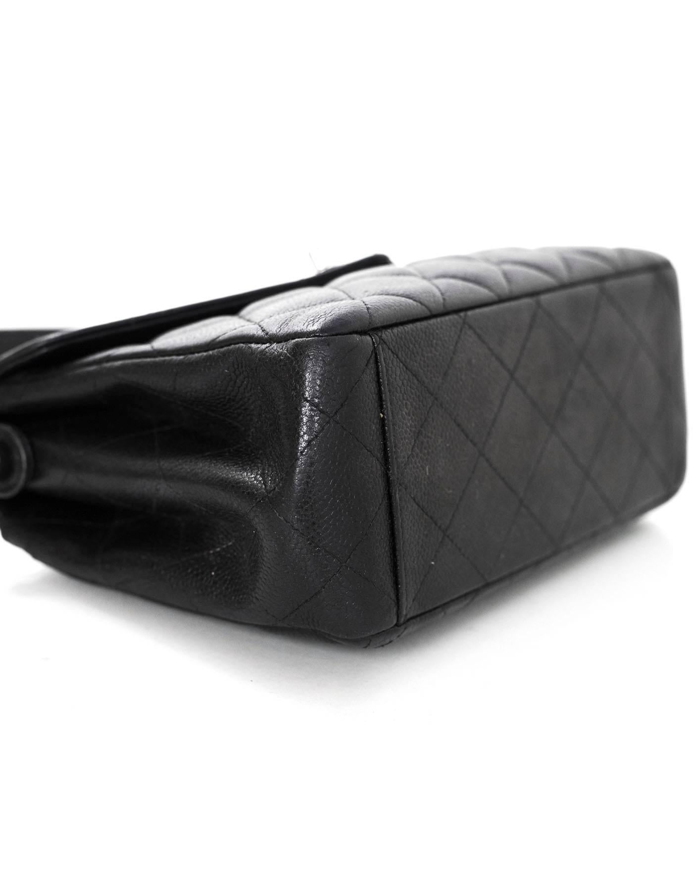 Chanel Black Quilted Caviar Leather Shoulder Bag 2