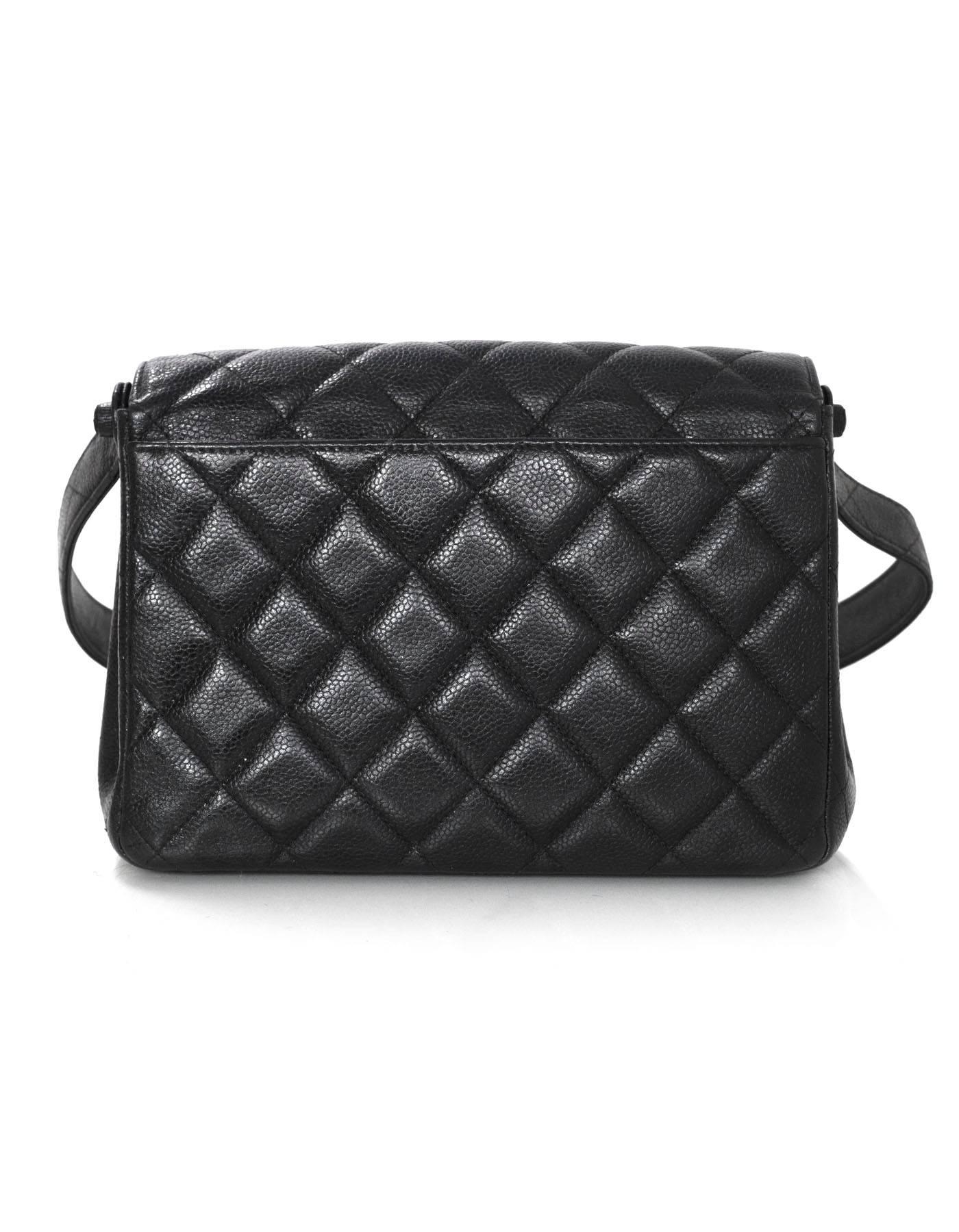 Women's Chanel Black Quilted Caviar Leather Shoulder Bag