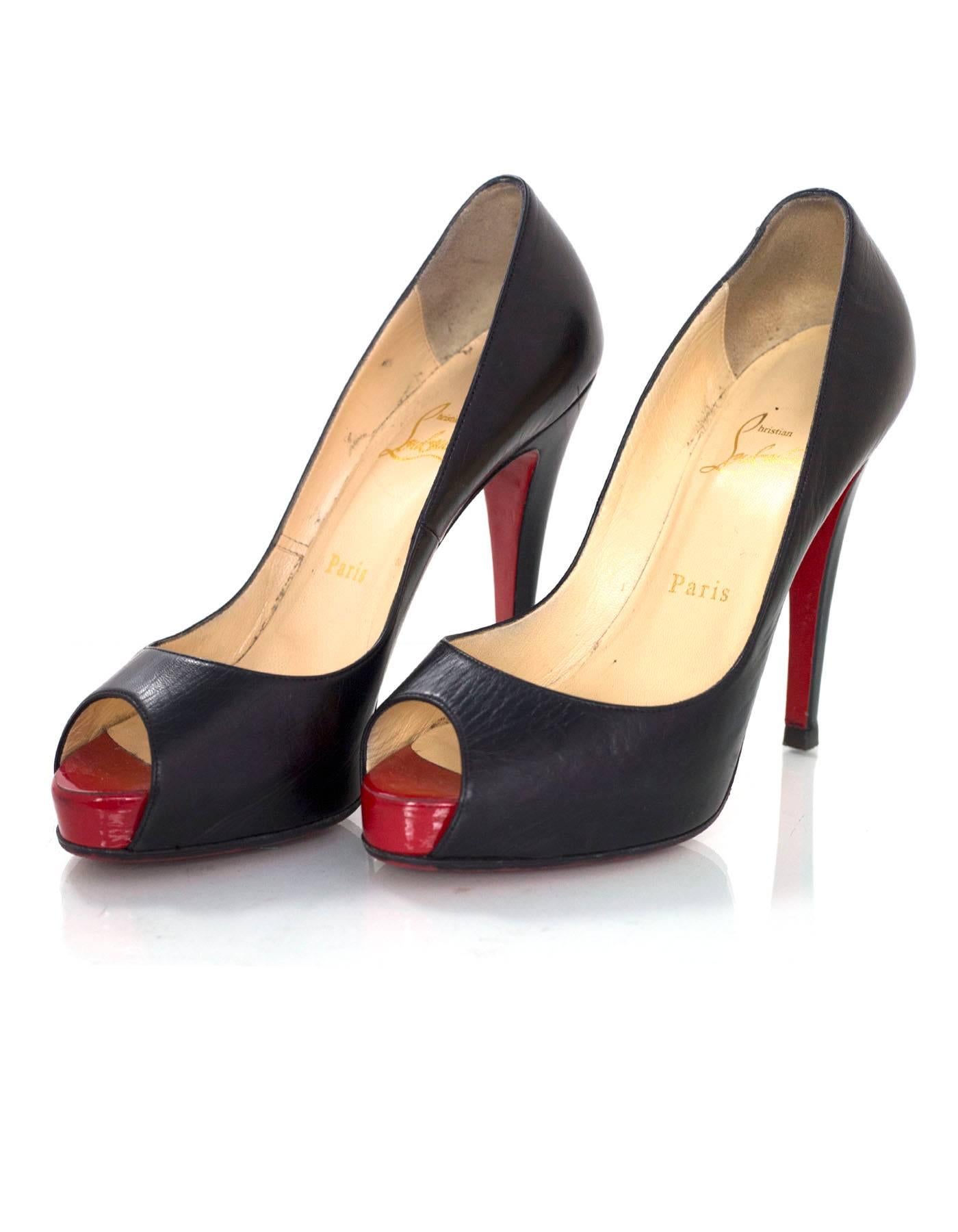 Christian Louboutin Black Very Prive 120 Pumps Sz 37 In Good Condition In New York, NY
