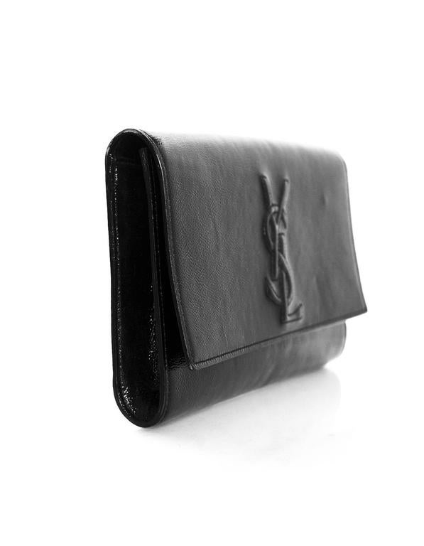 Yves Saint Laurent Black Patent Leather Belle De Jour Clutch Bag For Sale at 1stdibs