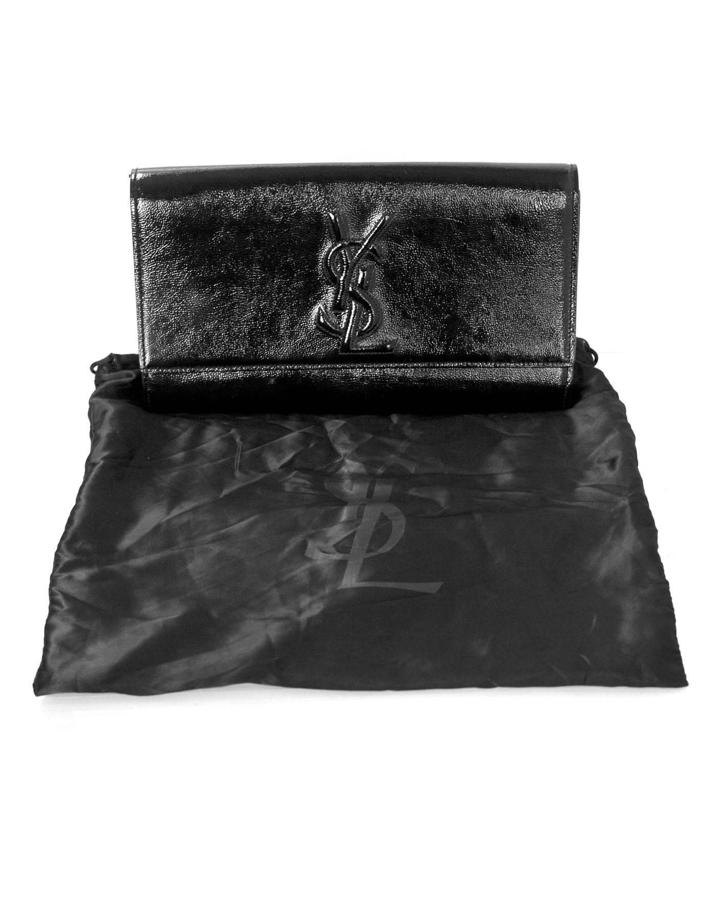 Yves Saint Laurent Black Patent Leather Belle De Jour Clutch Bag 2