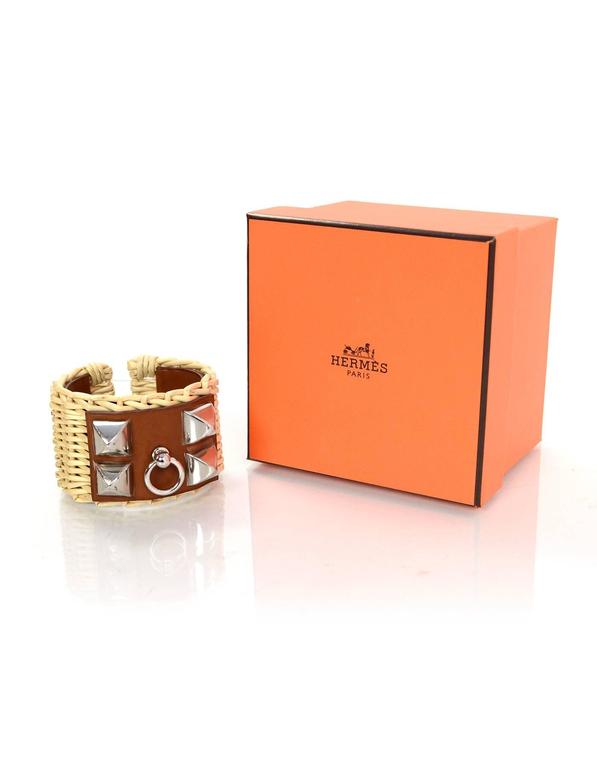 Hermes RARE Osier Picnic Medor Wicker CDC Cuff with Box For Sale at