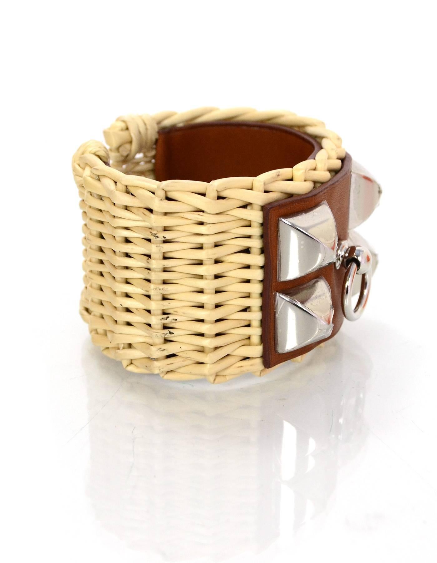 Hermes RARE Osier Picnic Medor Wicker CDC Cuff with Box For Sale at