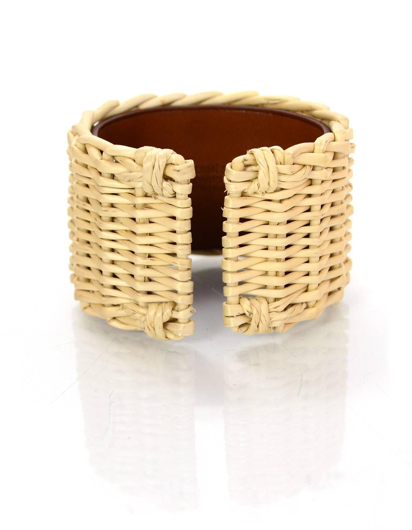 Hermes RARE Osier Picnic Medor Wicker CDC Cuff with Box For Sale at