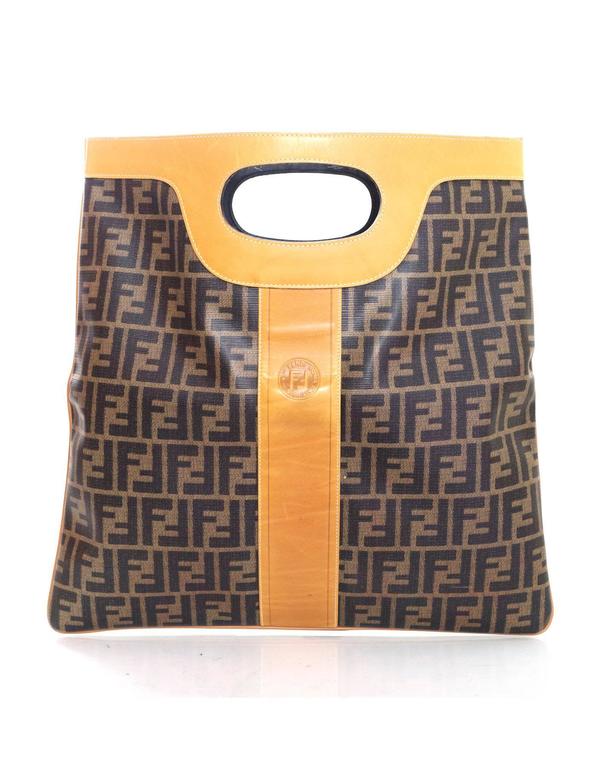 Fendi Vintage Foldover Zucca Tote/Clutch Bag For Sale at 1stdibs