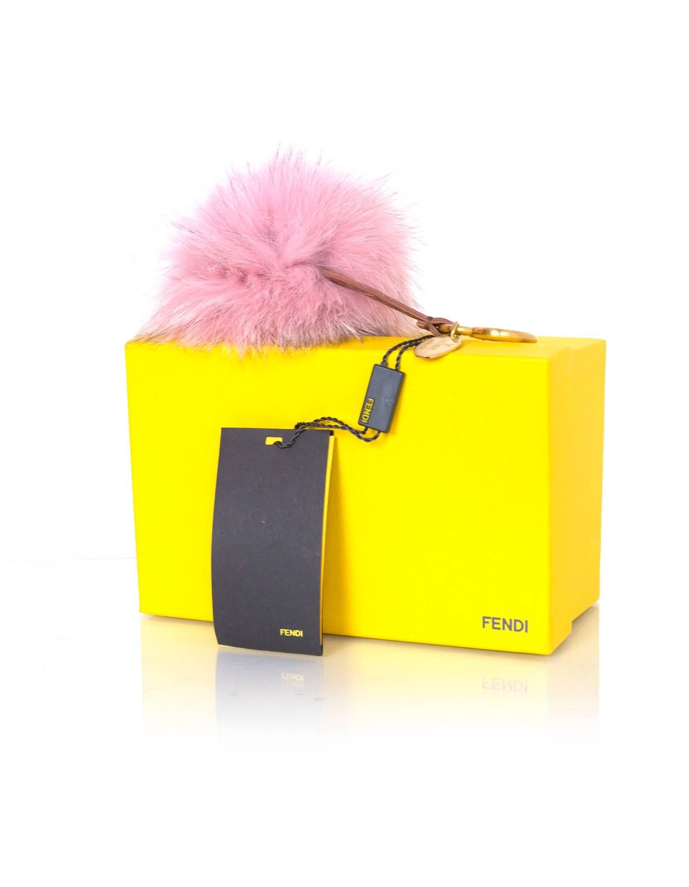 Women's Fendi NEW Pink Fox Fur Selleria Pom Pom Bag Charm