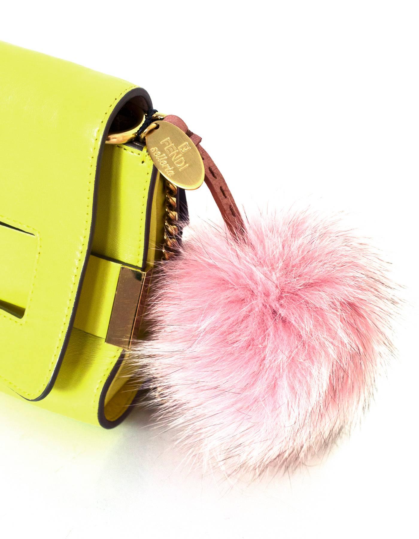 Fendi NEW Pink Fox Fur Selleria Pom Pom Bag Charm 1