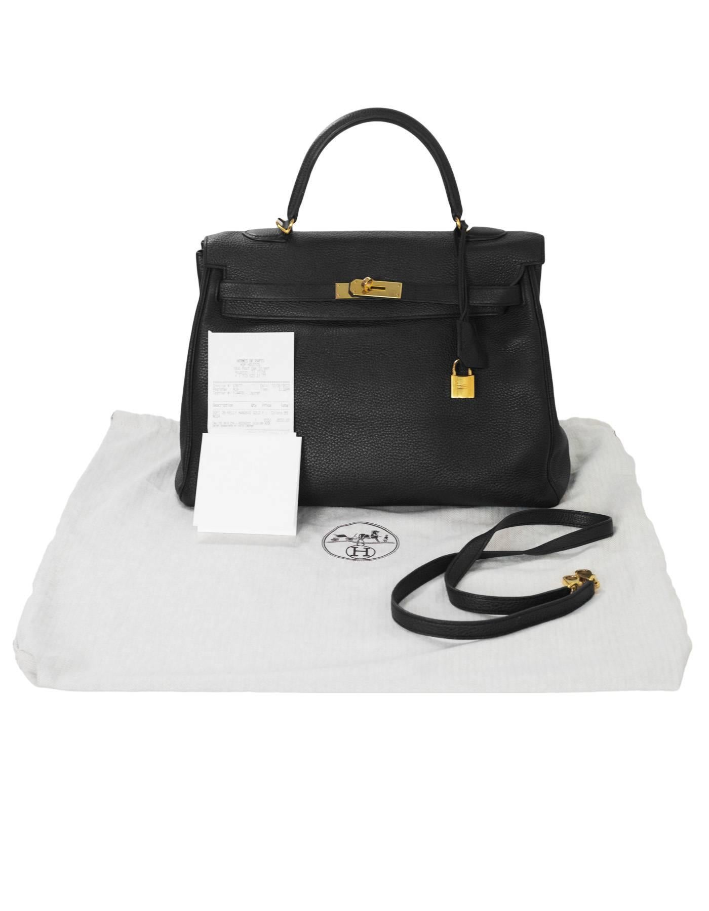 Hermes Black Togo Leather 35cm Retourne Kelly Bag GHW w/ Receipt 5