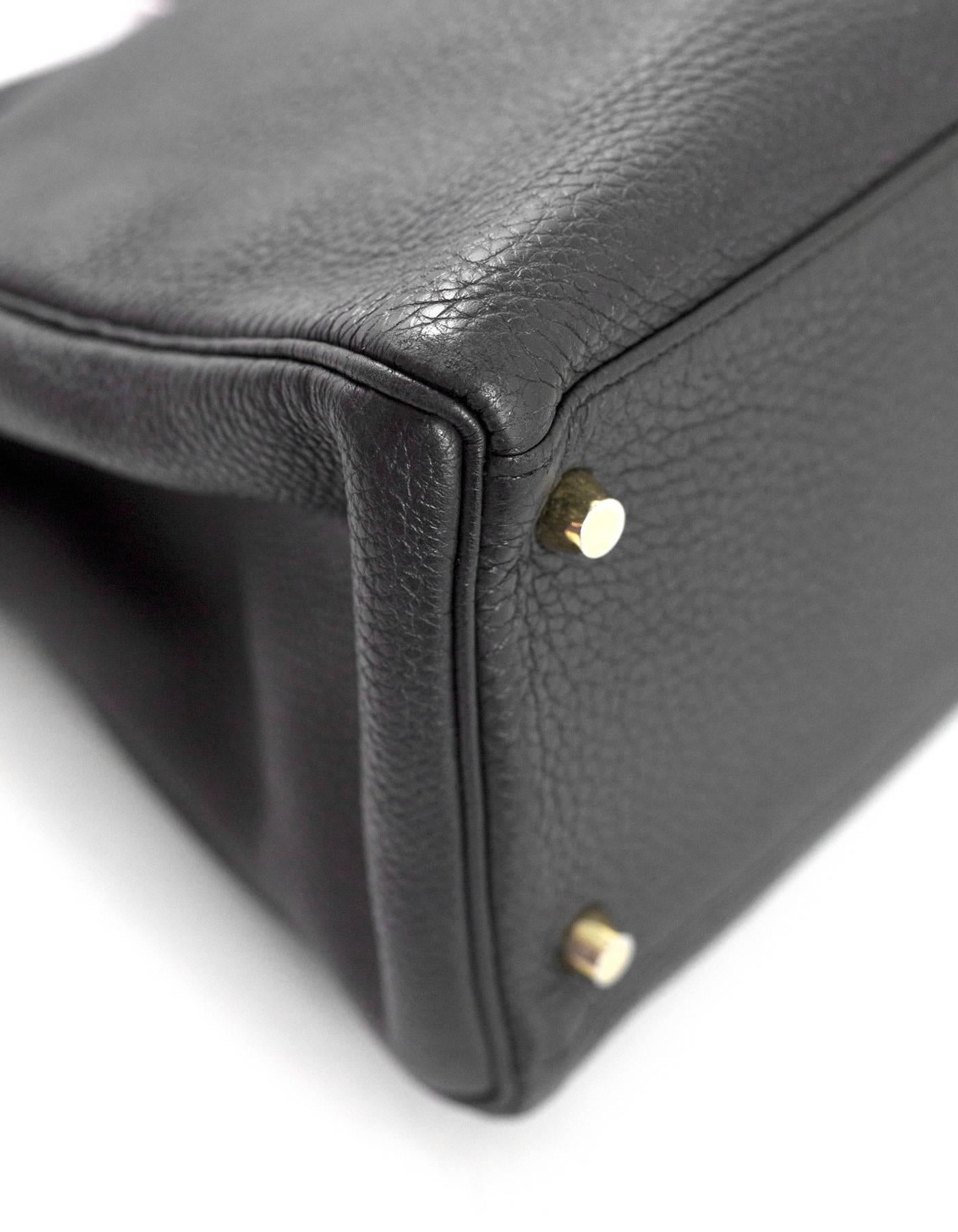 Women's Hermes Black Togo Leather 35cm Retourne Kelly Bag GHW w/ Receipt