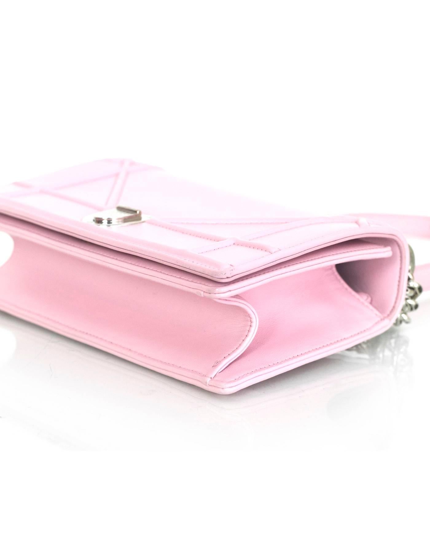 Christian Dior Pink Leather Small Diorama Flap Bag In Excellent Condition In New York, NY