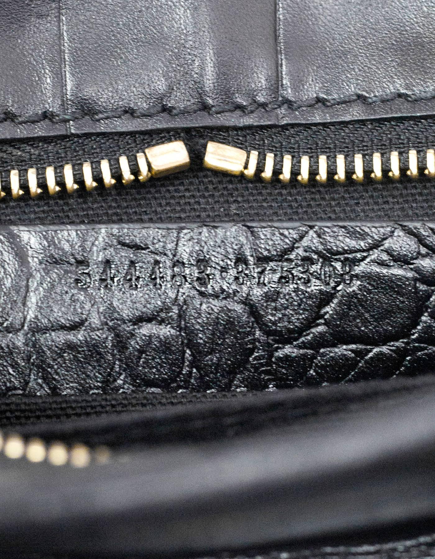 Alexander McQueen Black Embossed Croc Mini Padlock Satchel Bag w/ Strap 2
