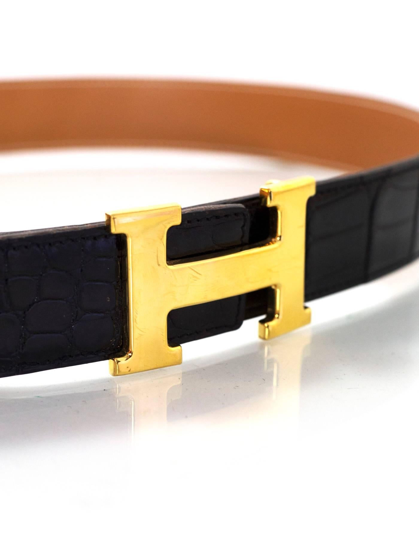 Hermes Black Alligator Goldtone H Belt Kit Sz 85rt. $3, 850 1