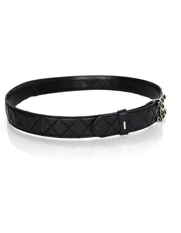 CHANEL Lambskin Quilted CC Chain Belt 85 34 Black 1288854