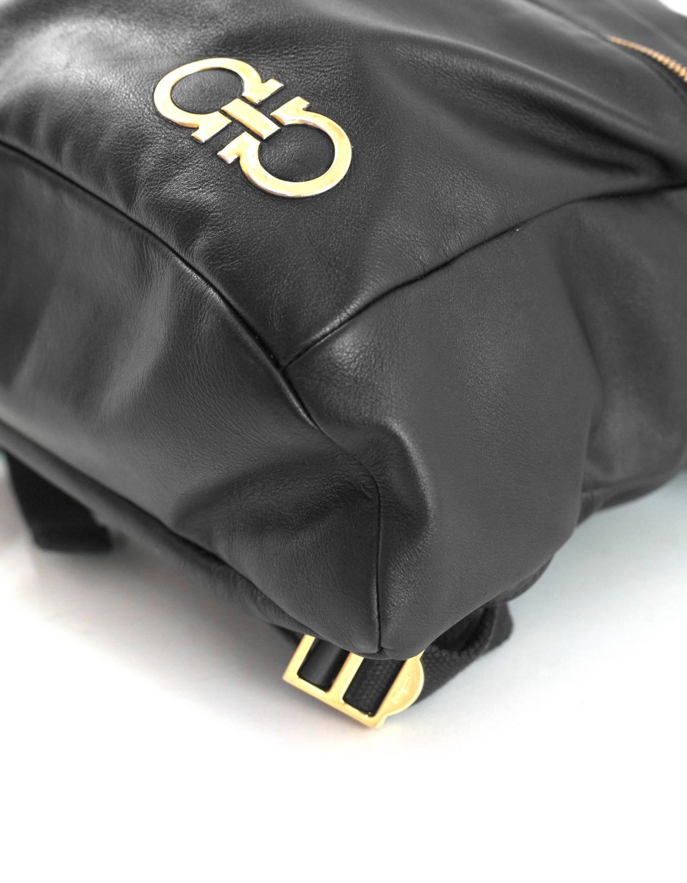 Women's or Men's Salvatore Ferragamo Black Nevada Gancini Leather Backpack Bag 