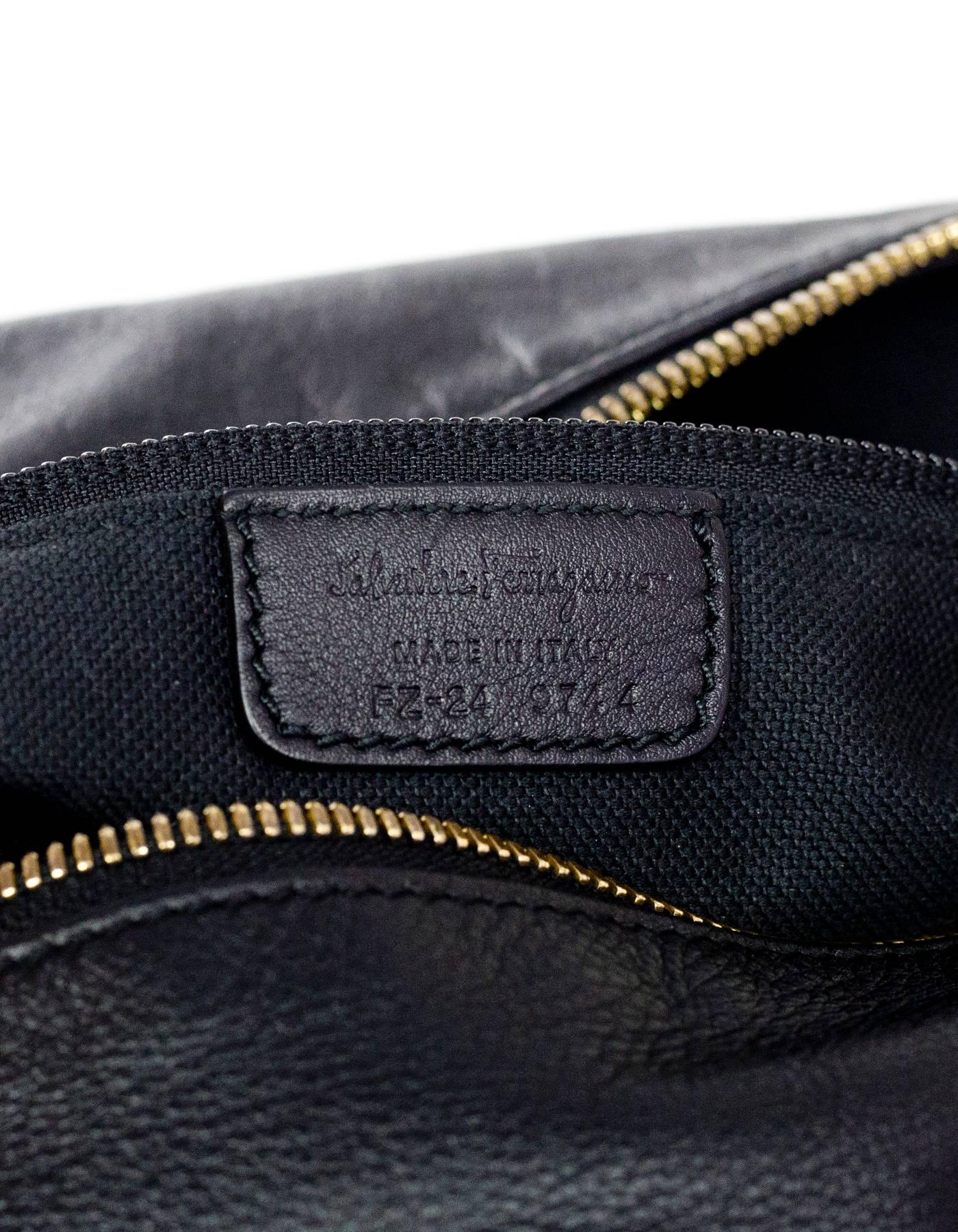 Salvatore Ferragamo Black Nevada Gancini Leather Backpack Bag  3