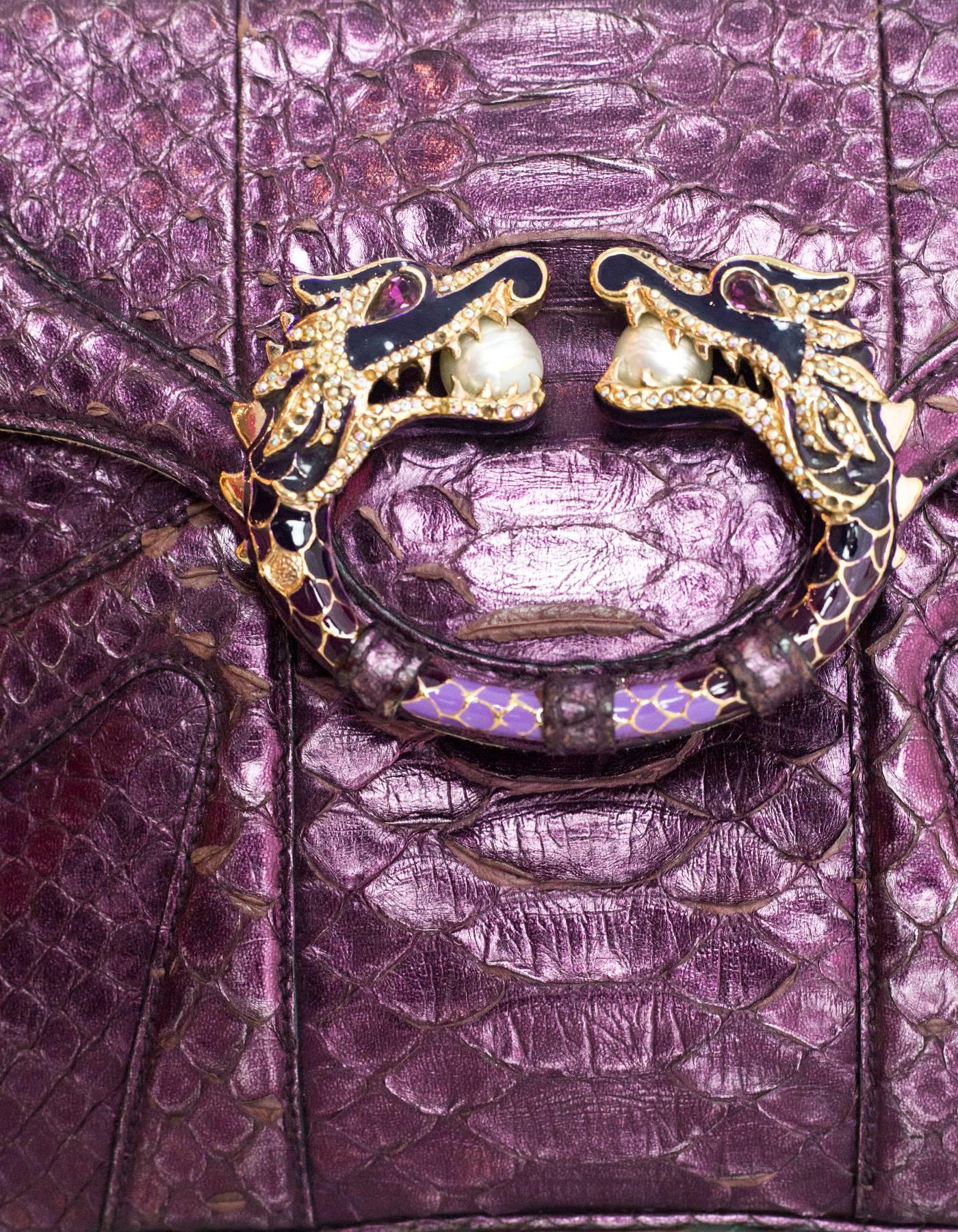 Women's Gucci Tom Ford Purple Python Jeweled Dragon Bag