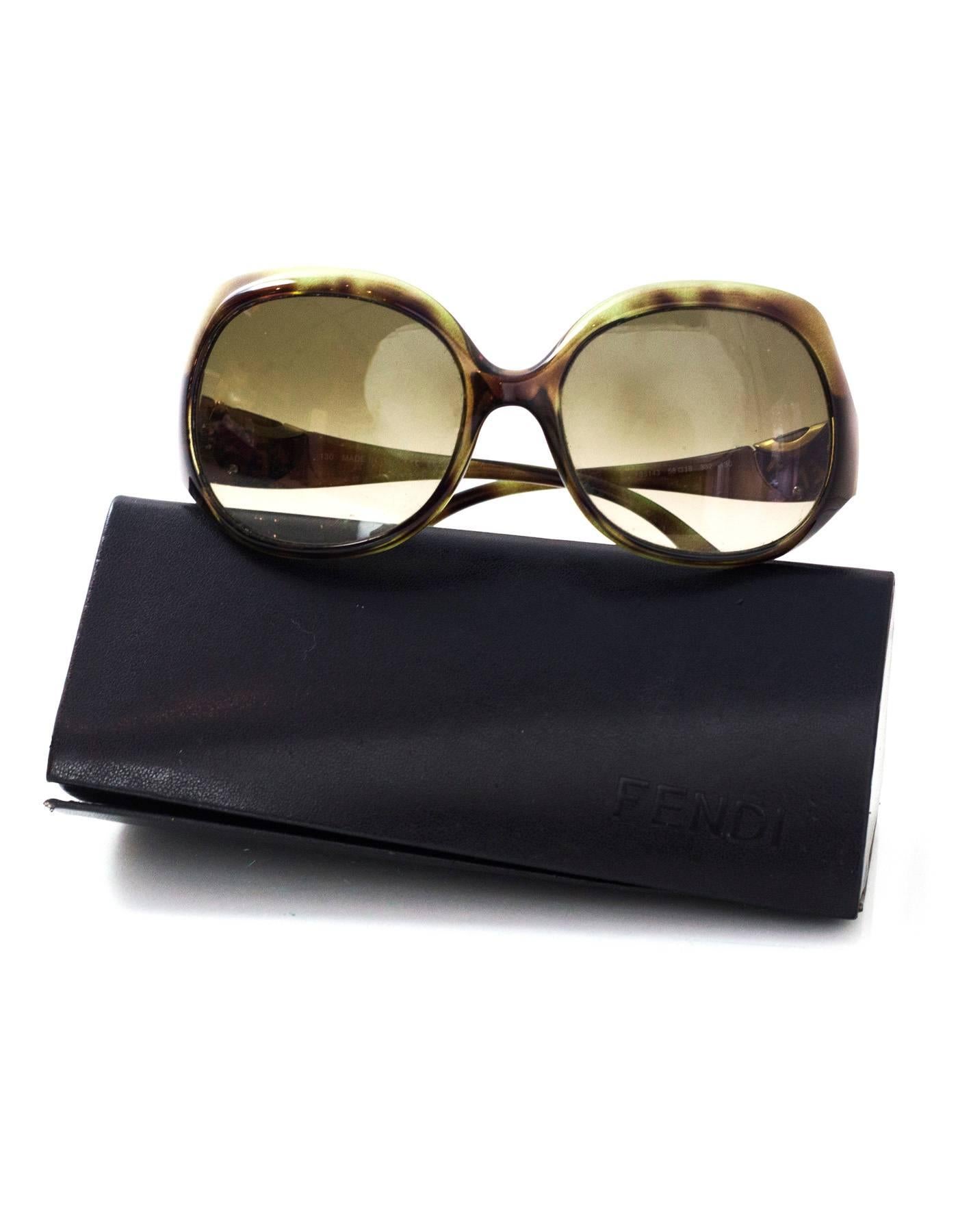 Fendi Green Tortoise Sunglasses with Case 1