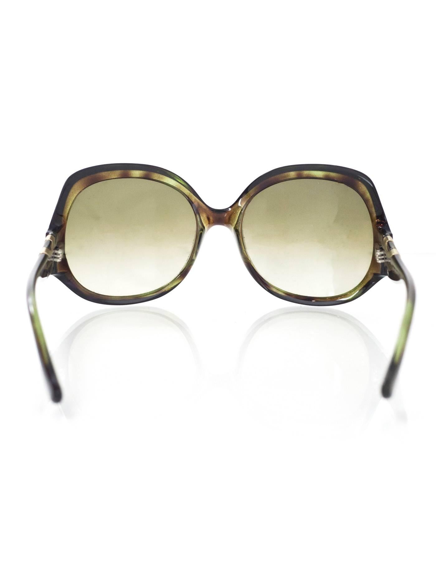 Beige Fendi Green Tortoise Sunglasses with Case