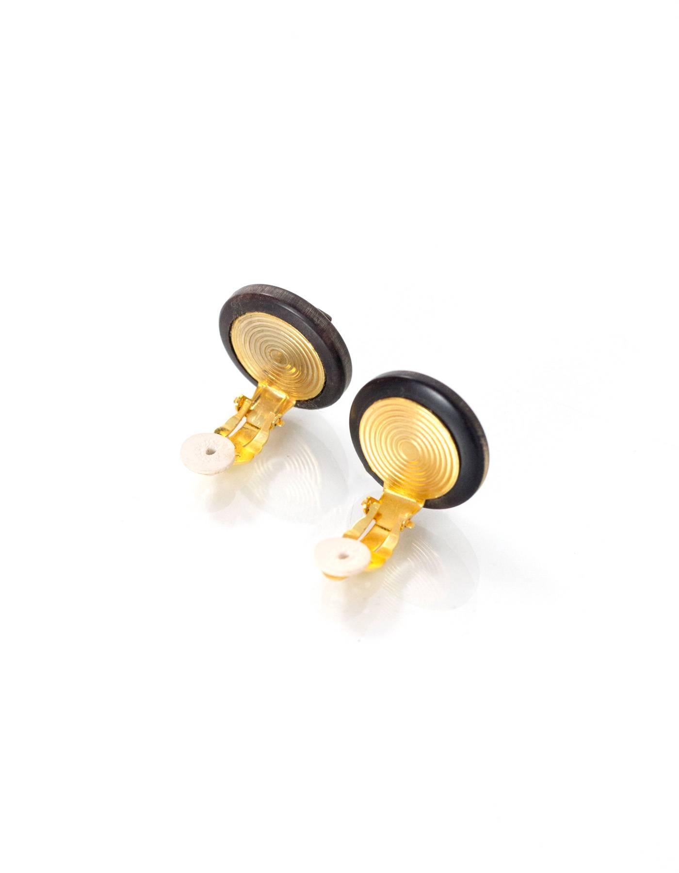 Hermes Vintage Horn Clip-On Earrings In Excellent Condition In New York, NY