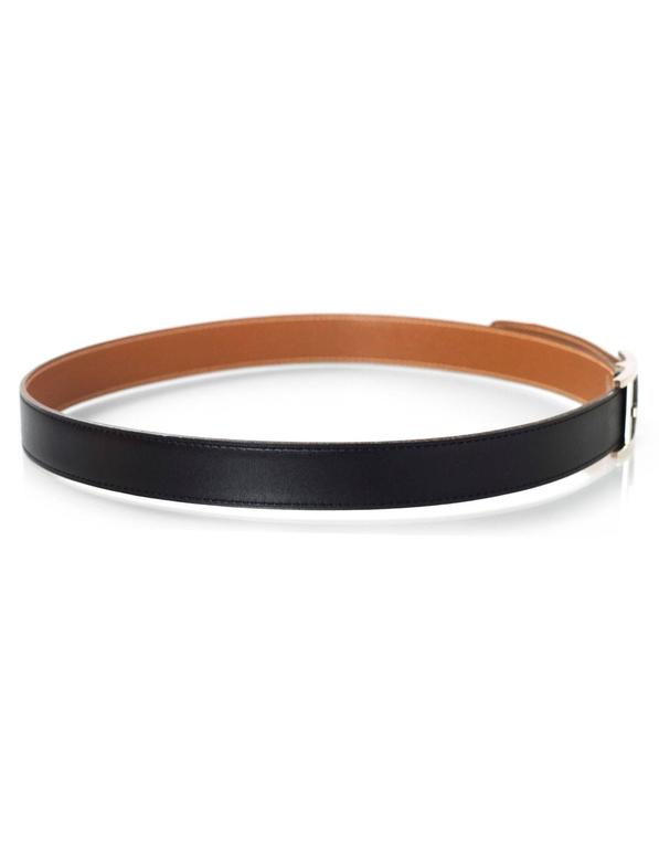 Hermes Black and Tan Reversible Hapi H Belt sz EU85 For Sale  display picture 2