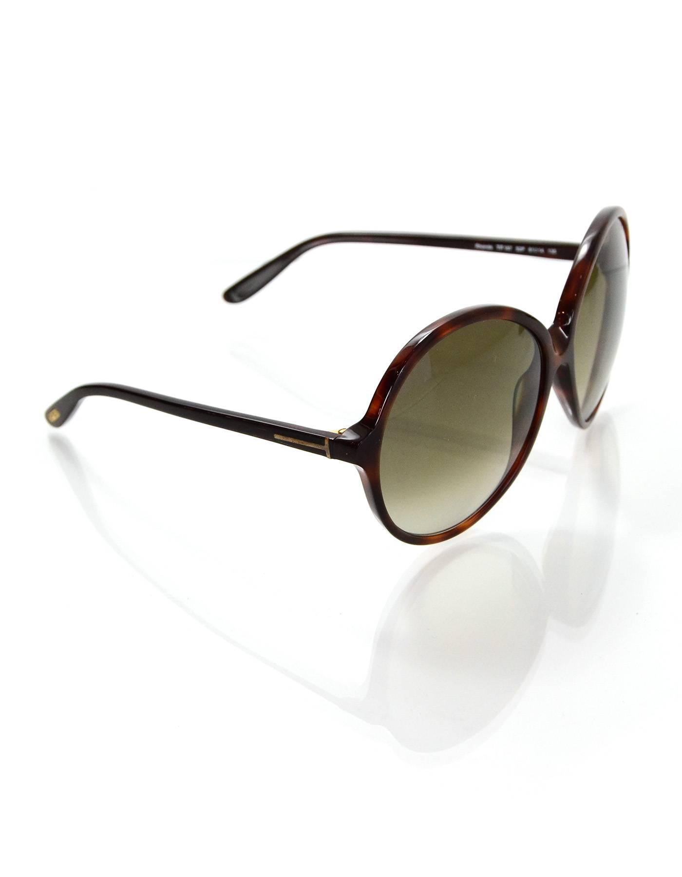 Tom Ford Tortoise Rhonda Round Frame Sunglasses with Case In Excellent Condition In New York, NY