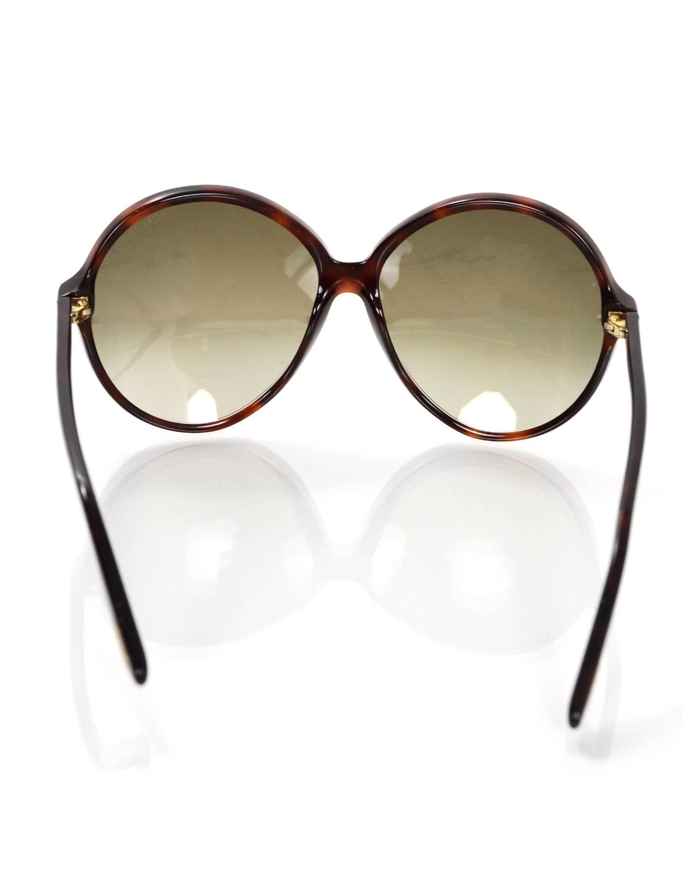 Brown Tom Ford Tortoise Rhonda Round Frame Sunglasses with Case