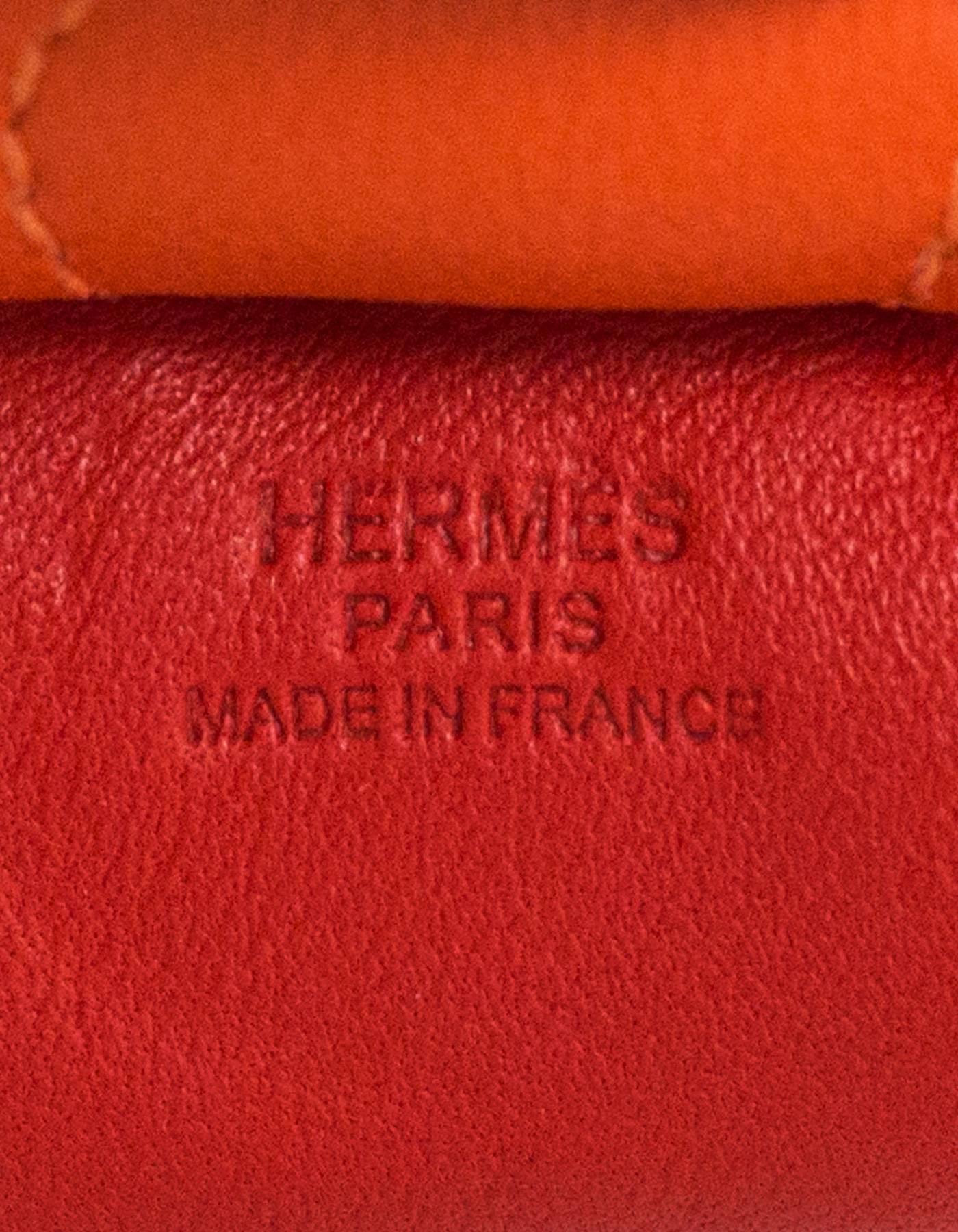 Red Hermes Milo Rose Indien/Orange Grigri Rodeo PM Bag Charm NIB