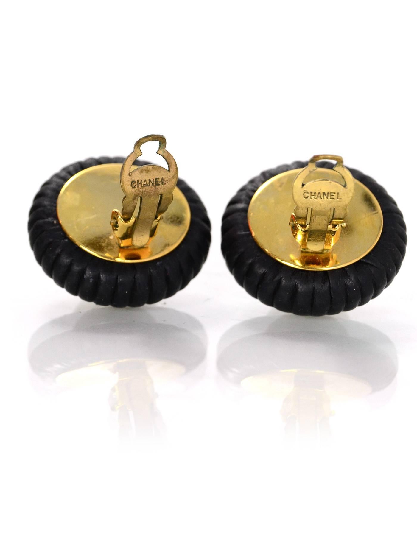 Chanel Black and Pearl Clip-On Earrings In Excellent Condition In New York, NY