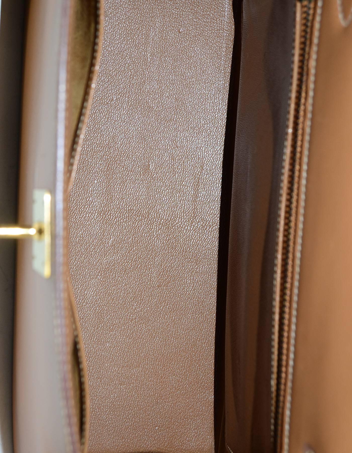 Beige Hermes Tan Box Leather 28cm Rigid Sellier Kelly Bag w/ Strap