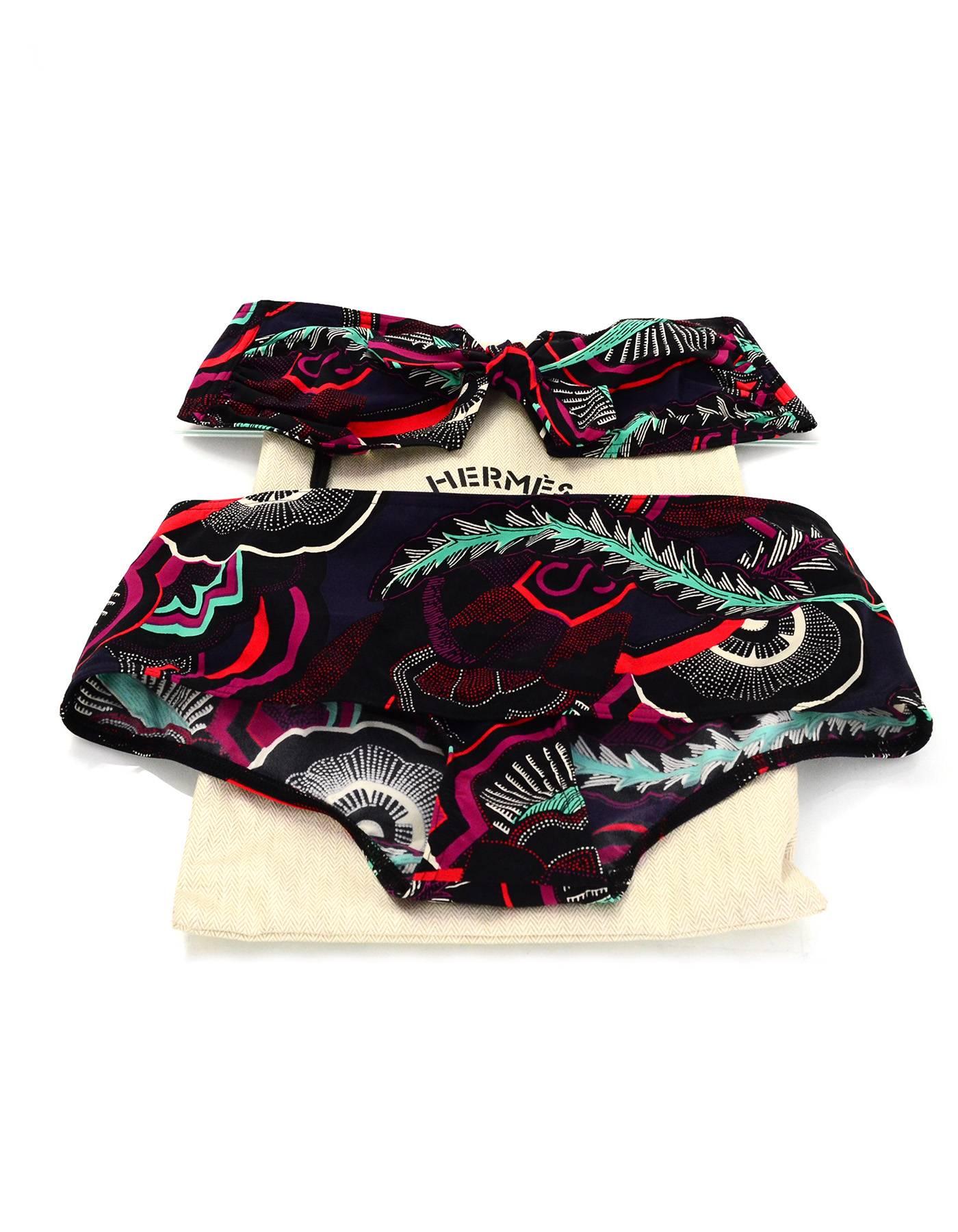 Hermes Multicolor Print Bandeau Bikini sz FR38/34 In Excellent Condition In New York, NY