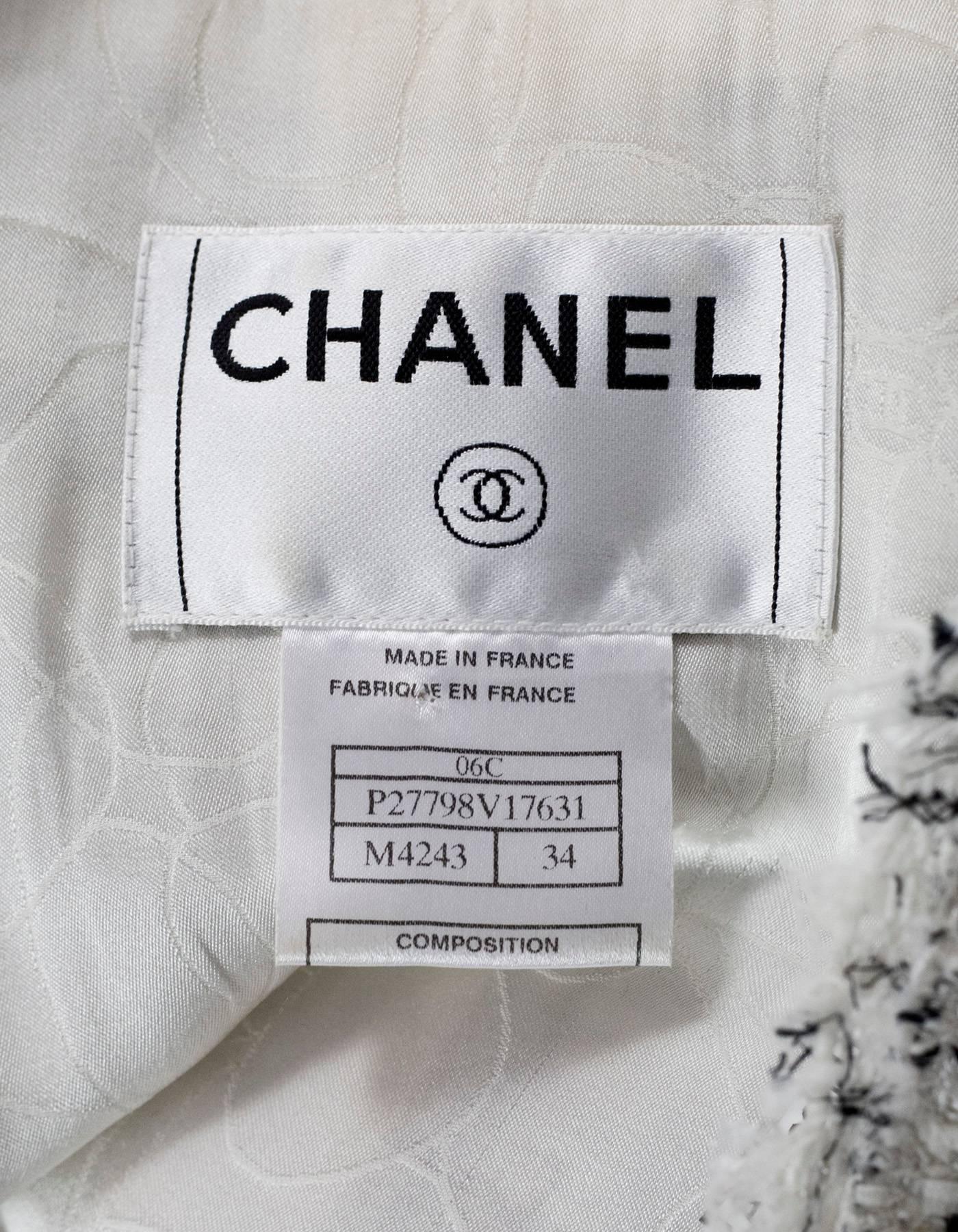 Women's Chanel 2006 Black & White Tweed Jacket sz FR34