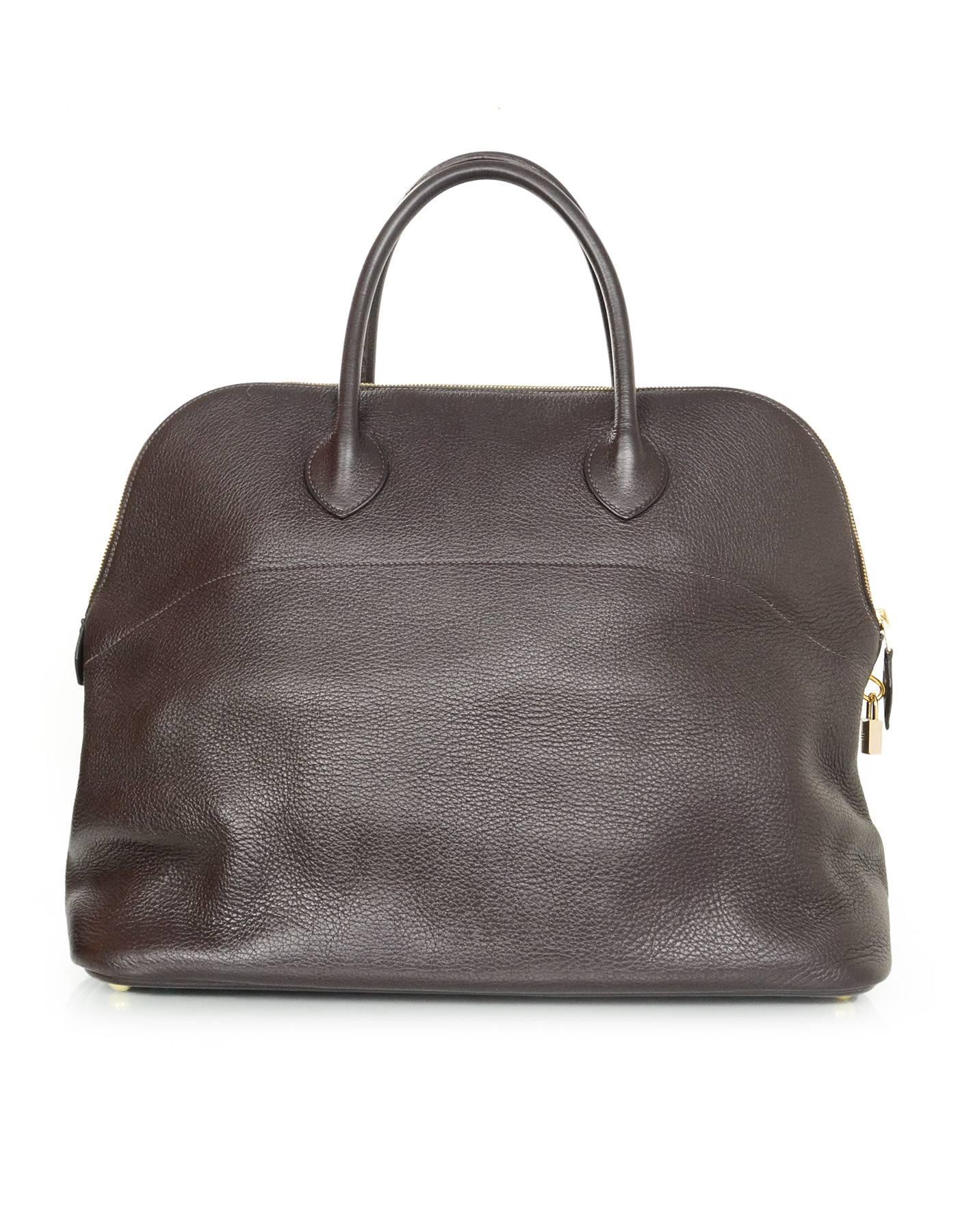 Black Hermes Brown Clemence Leather 45cm Travel Bolide Bag 