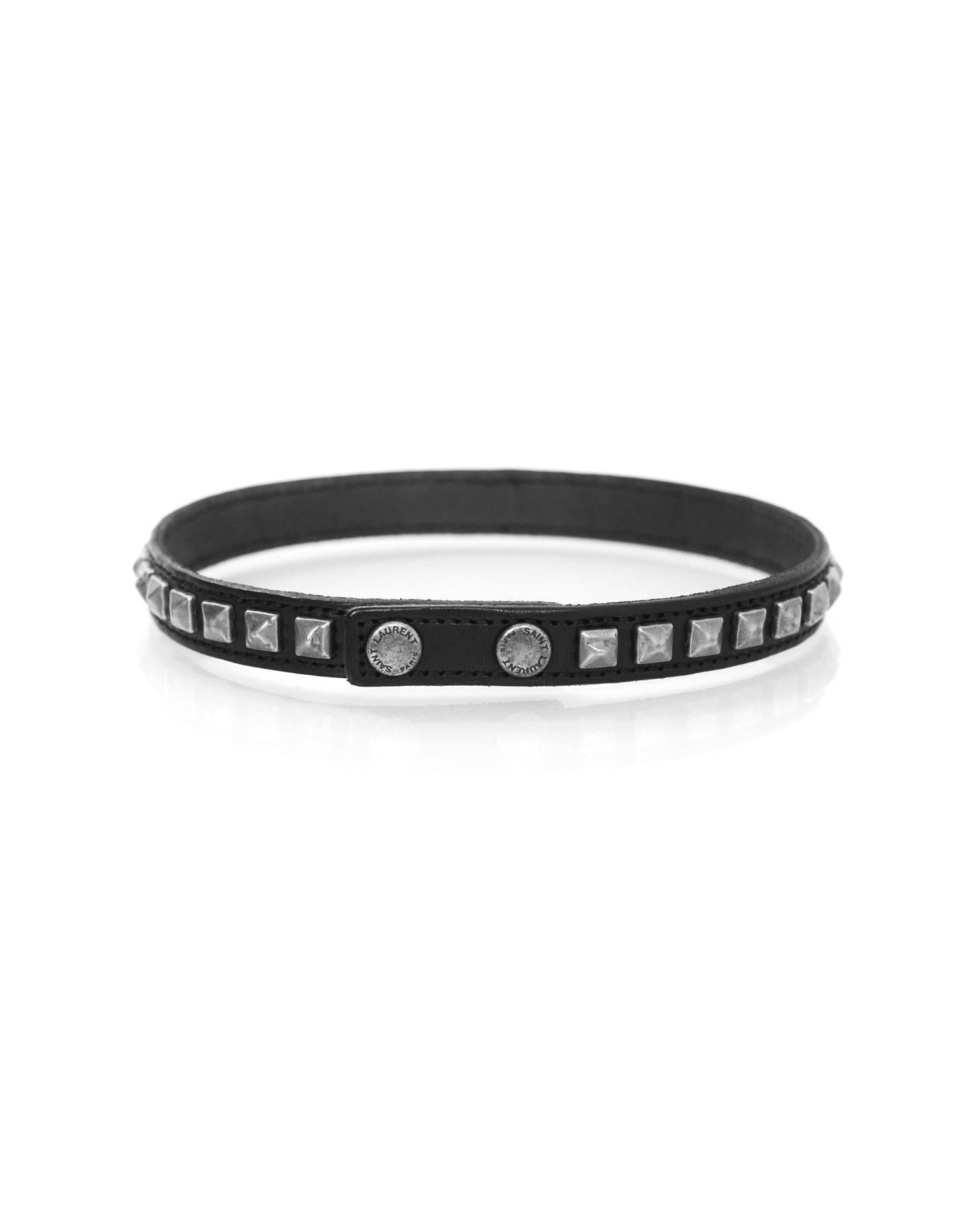 Saint Laurent Black Leather Studded Choker rt. $295 In New Condition In New York, NY