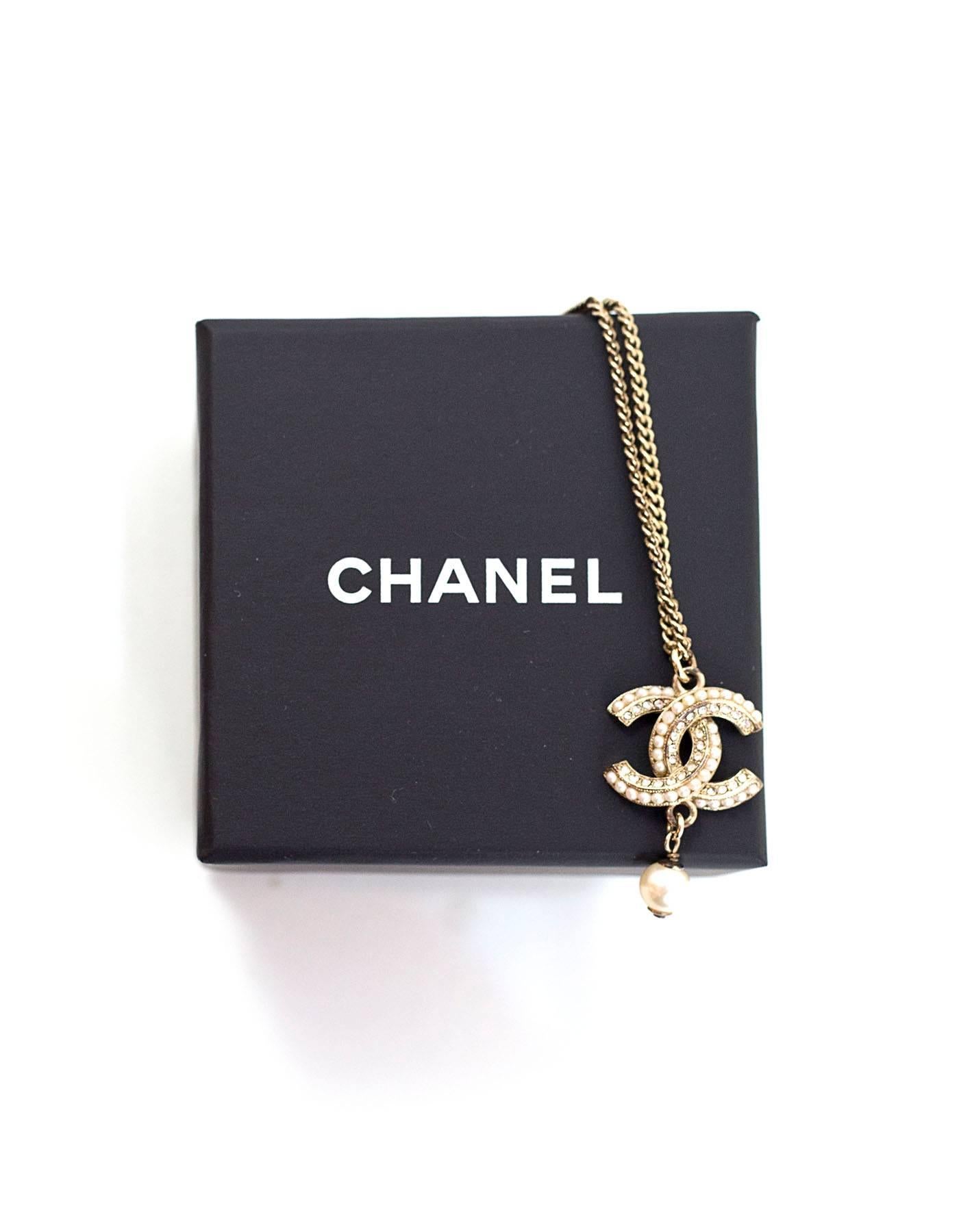 Chanel Pearl & Crystal CC Pendant Necklace 1