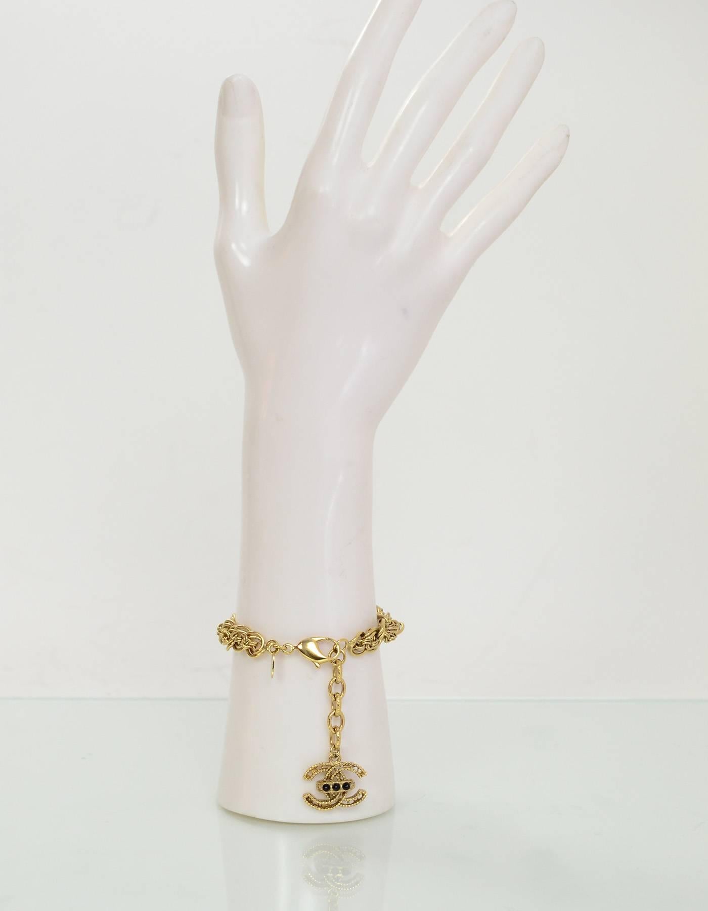 Chanel Goldtone Chain Link & CC Pendant Bracelet 1