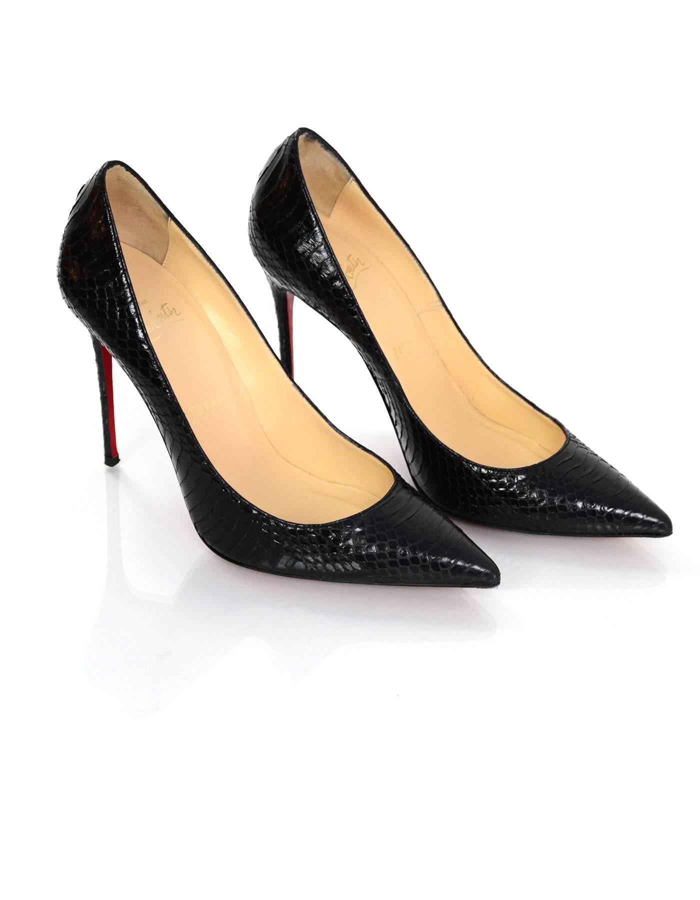 Christian Louboutin Black Snakeskin Decollete 554 100 Pumps Sz 38.5 with  Box For Sale at 1stDibs | black snakeskin pumps, black snake skin heels,  black snakeskin heels