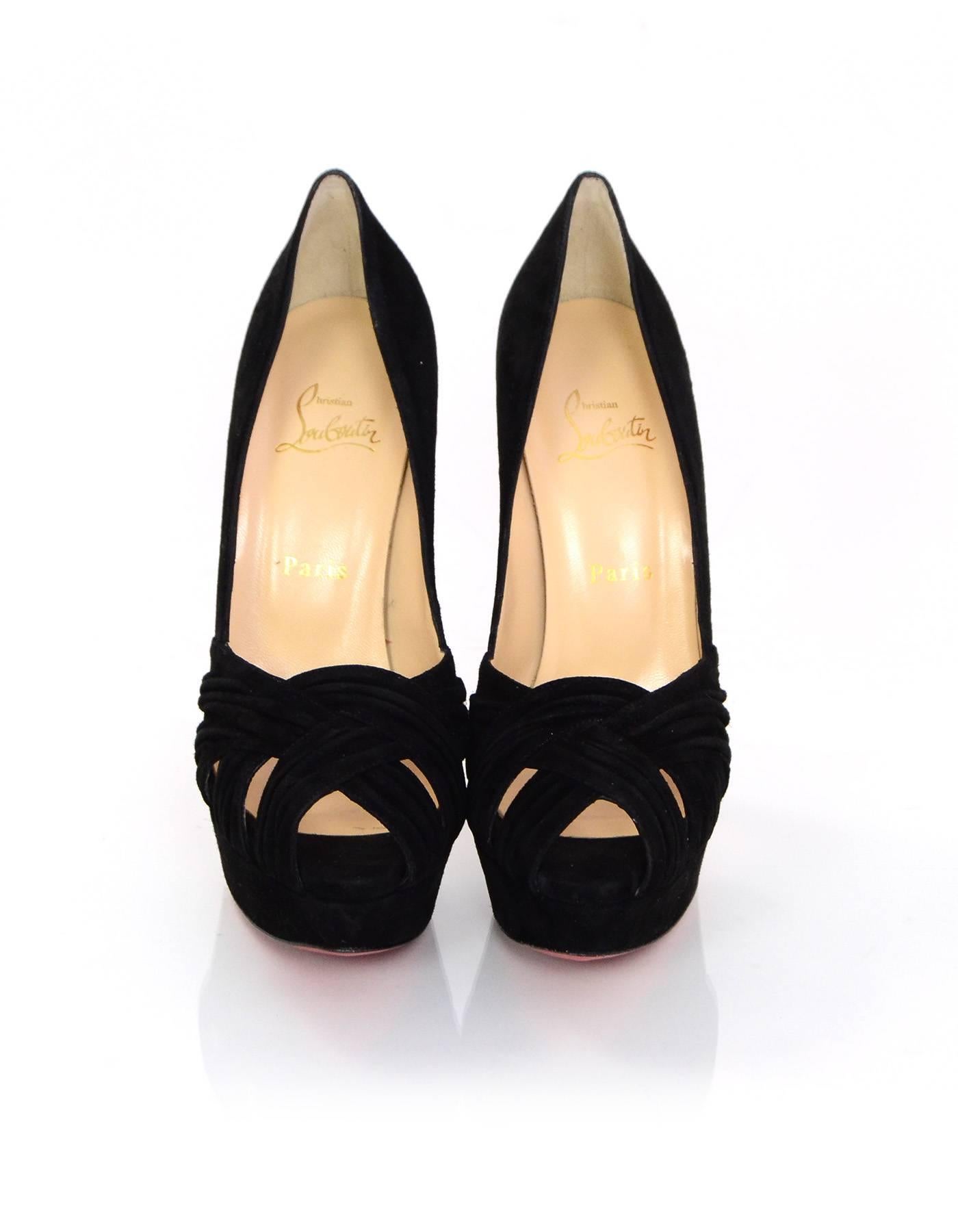 Women's Christian Louboutin Black Suede Aborina 150mm Pumps Sz 39 NIB