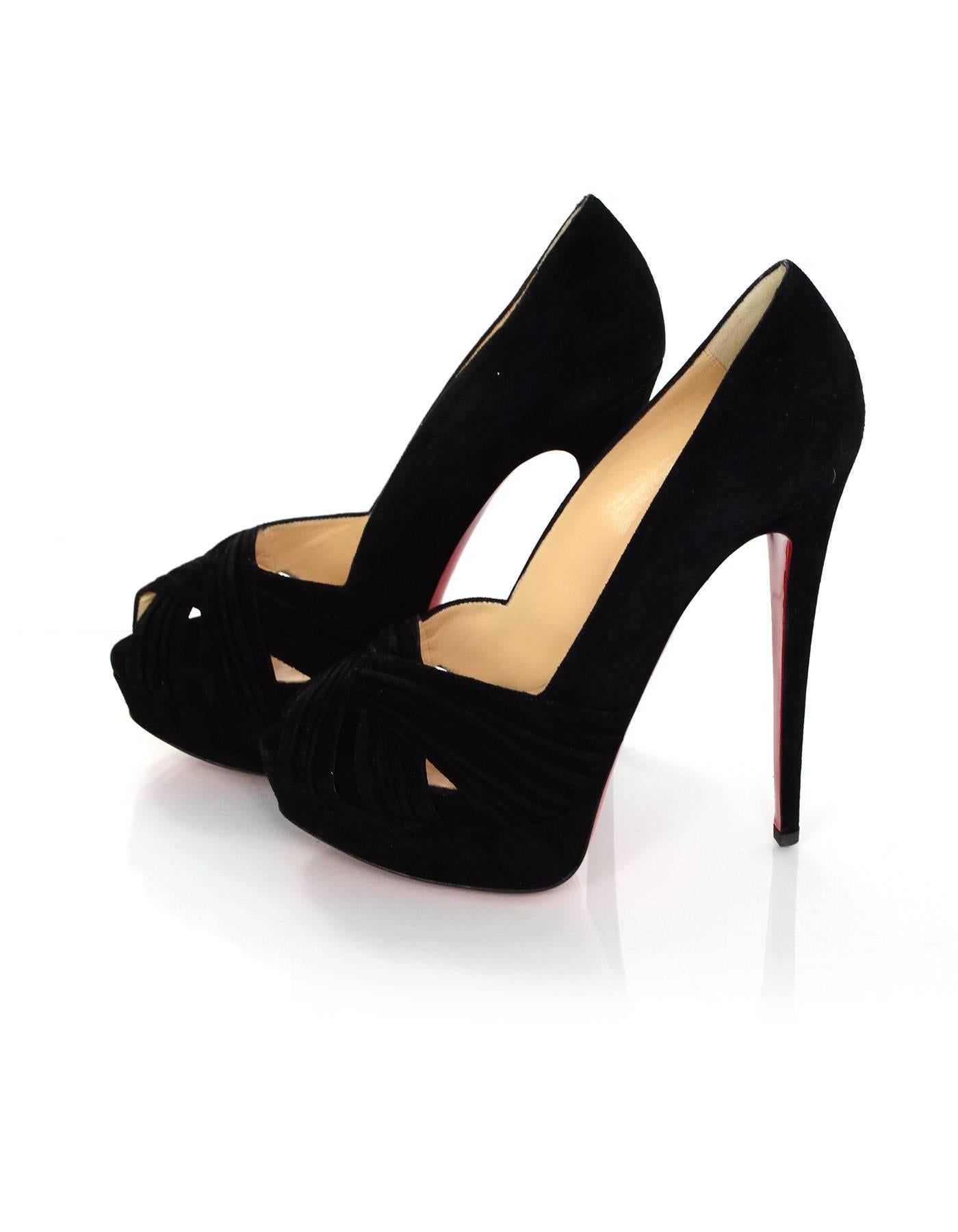 Christian Louboutin Black Suede Aborina 150mm Pumps Sz 39 NIB In Excellent Condition In New York, NY