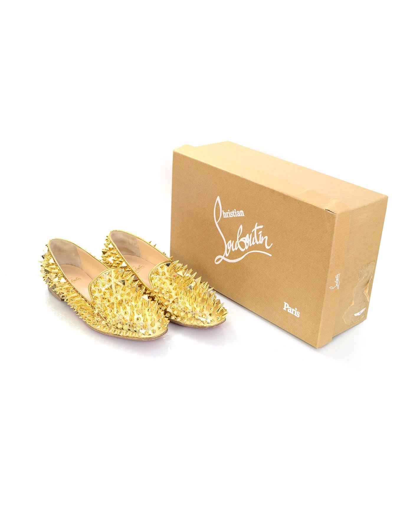 Christian Louboutin Gold Spiked Loafers Sz 38.5 1