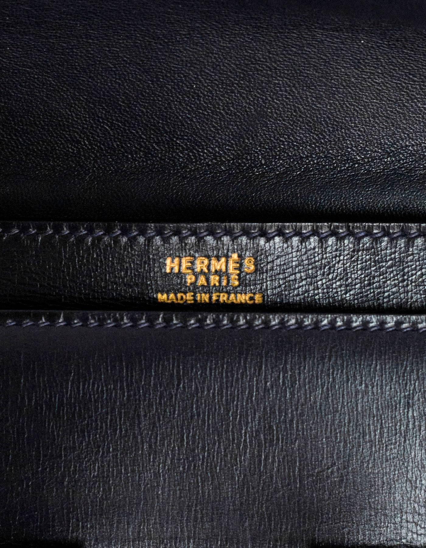 Hermes Vintage Navy Blue Box Leather Medor Clutch Bag 2