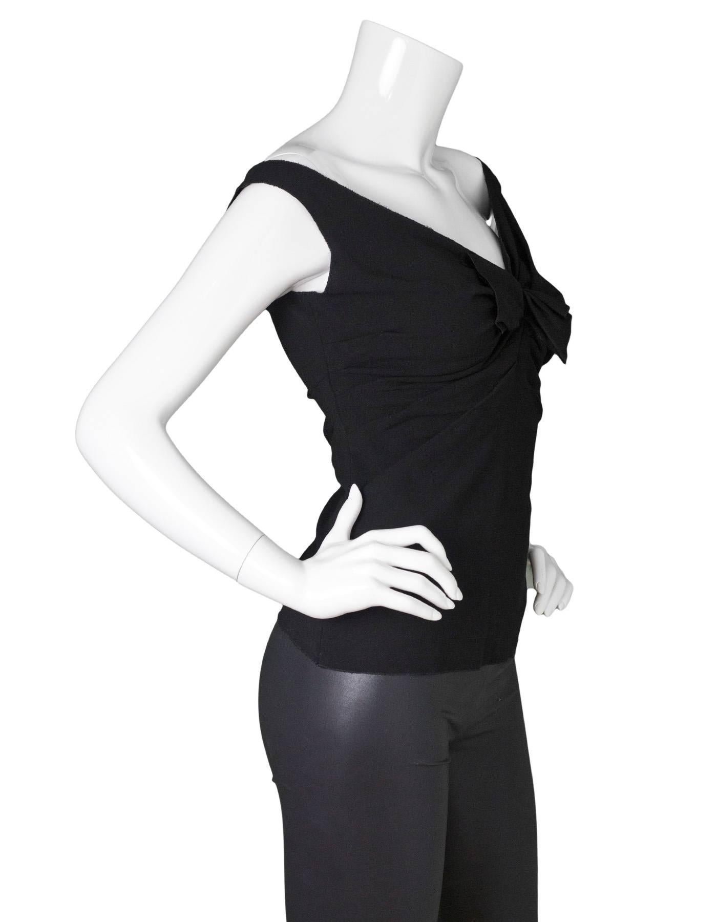 Prada Black Sleeveless Ruched Blouse sz 38 In Excellent Condition In New York, NY