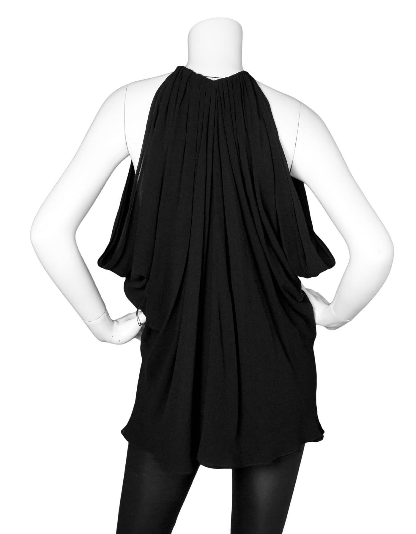 Derek Lam Black Silk Sleeveless Draped Blouse sz US4 In Excellent Condition In New York, NY