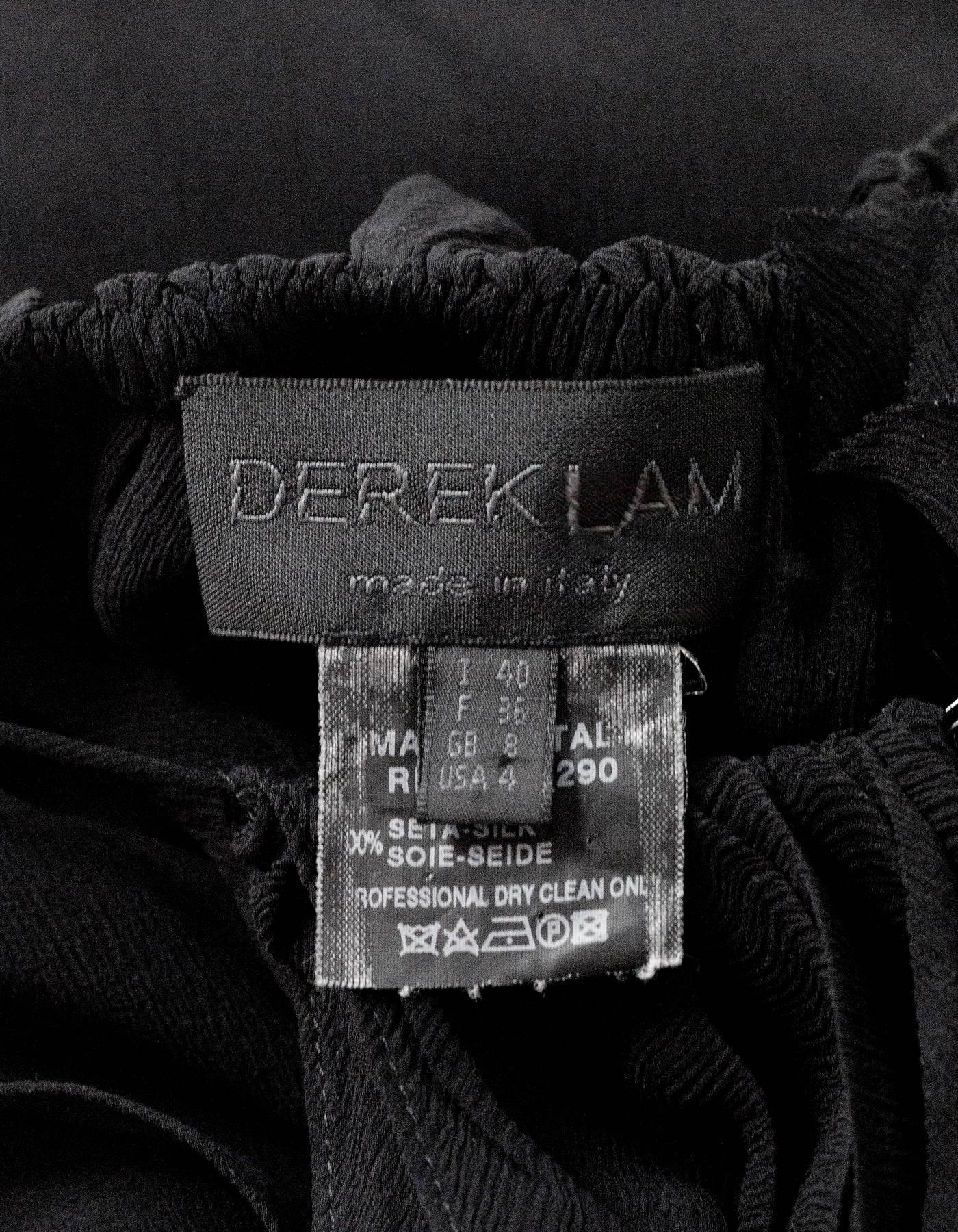 Women's Derek Lam Black Silk Sleeveless Draped Blouse sz US4