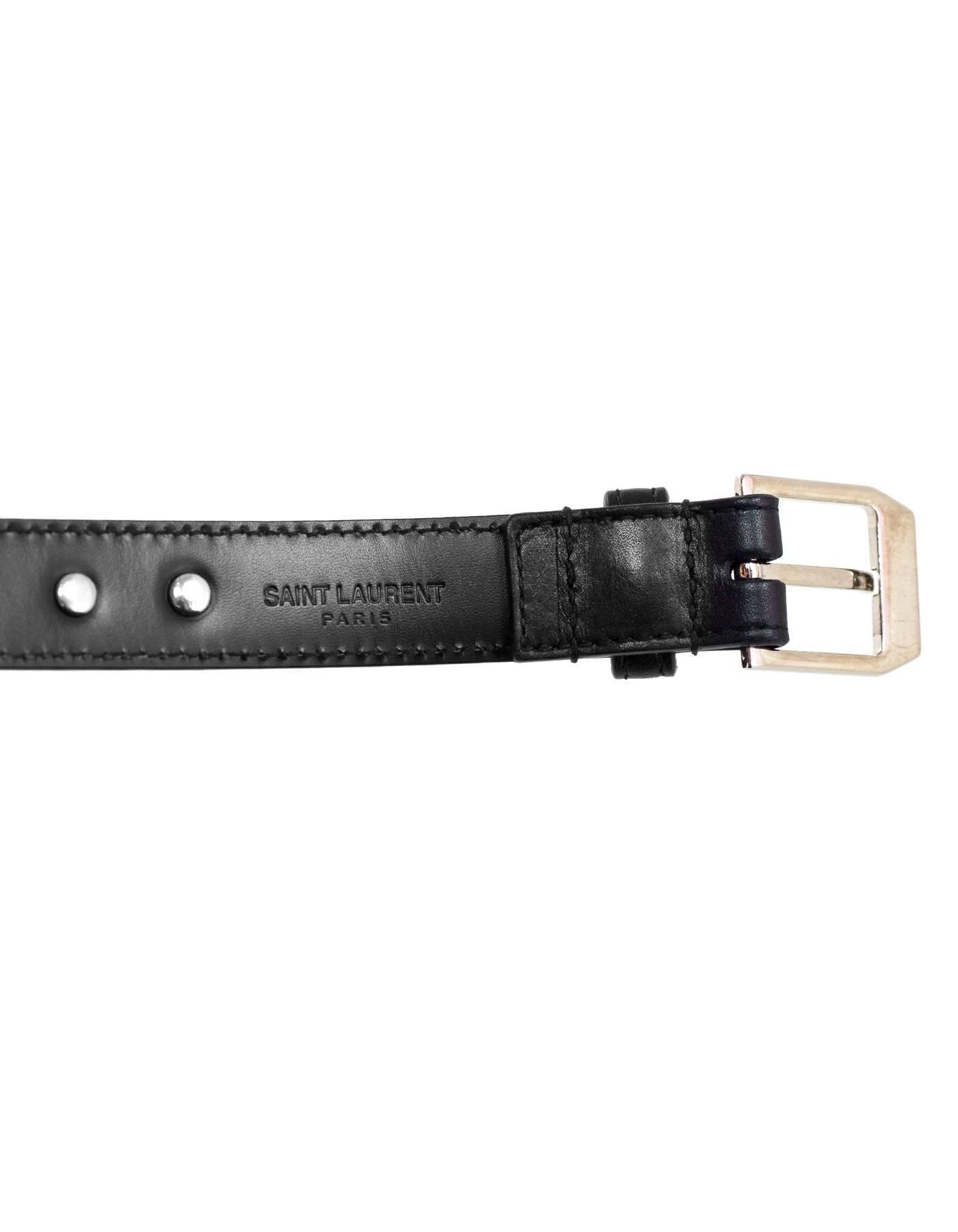 Saint Laurent Black & Silvertone Studded Belt sz EU 70/US 28  rt. $895 In Excellent Condition In New York, NY