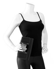 Perrin Black Leather Stingray & Gunmetal L'asymetrique Glove Clutch Bag rt $2800