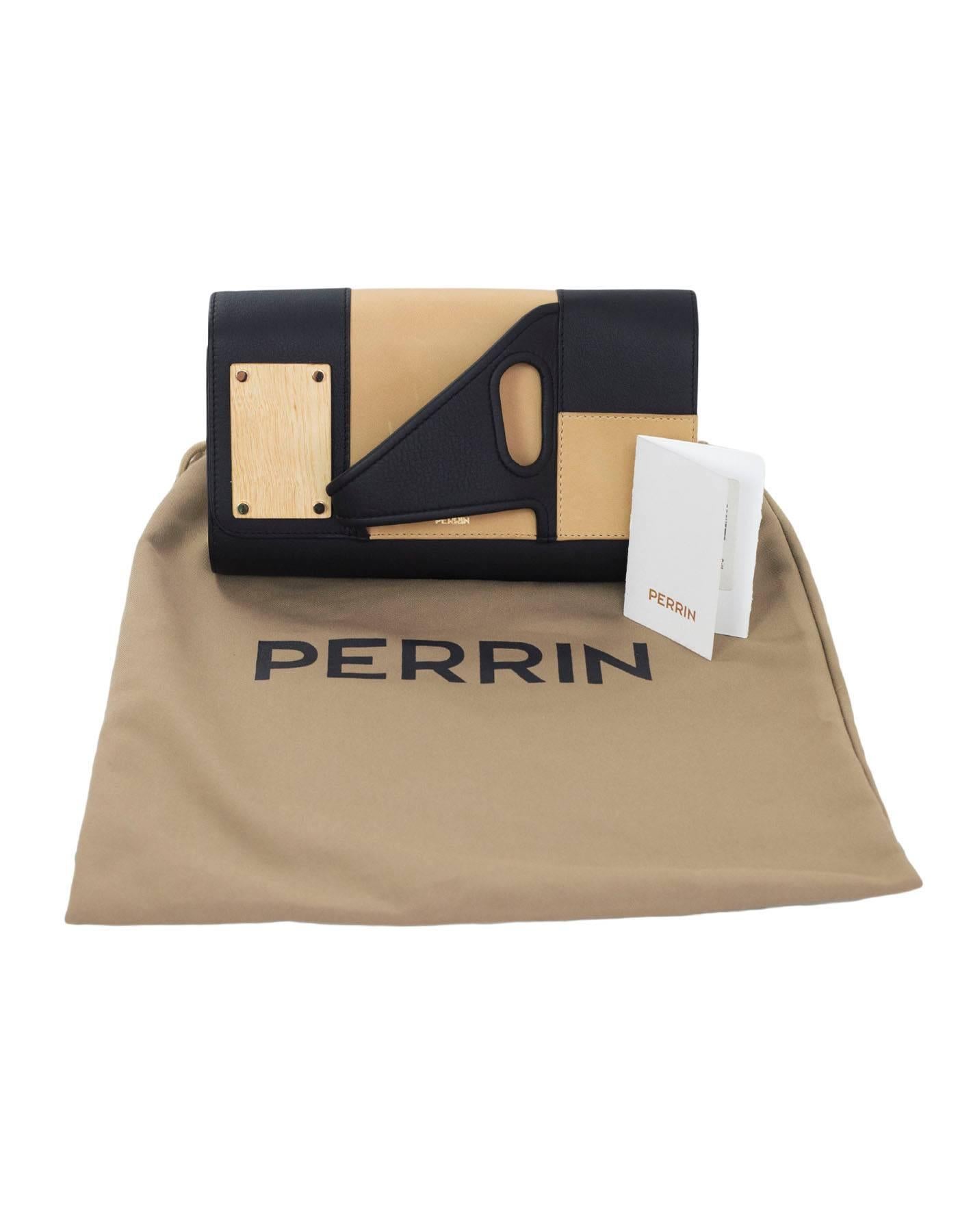 Perrin Black, Sand & Wood Colorblock L'asymetrique Glove Clutch Bag 5