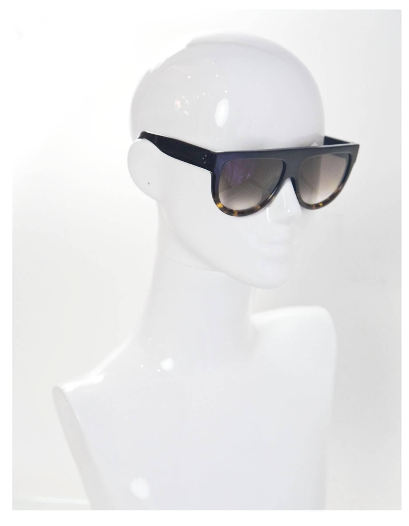 Celine Shadow Sunglasses 

Made In: Italy
Color: Black, tortoise
Materials: Resin
Retail Price: $450
Overall Condition: Excellent pre-owned condition - light surface marks
Includes: Celine case

Measurements: 
Length Across: 5.75"
Lens: